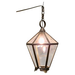 Arts and Crafts Brass & Glass Hall Lantern A lovely age darkened brass lantern