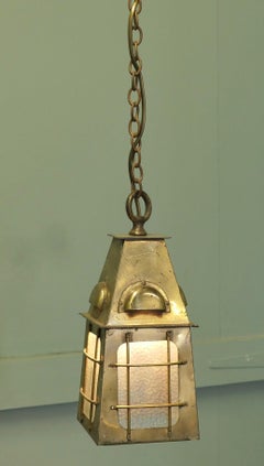 Arts and Crafts Brass Hall Lantern Ceiling Light