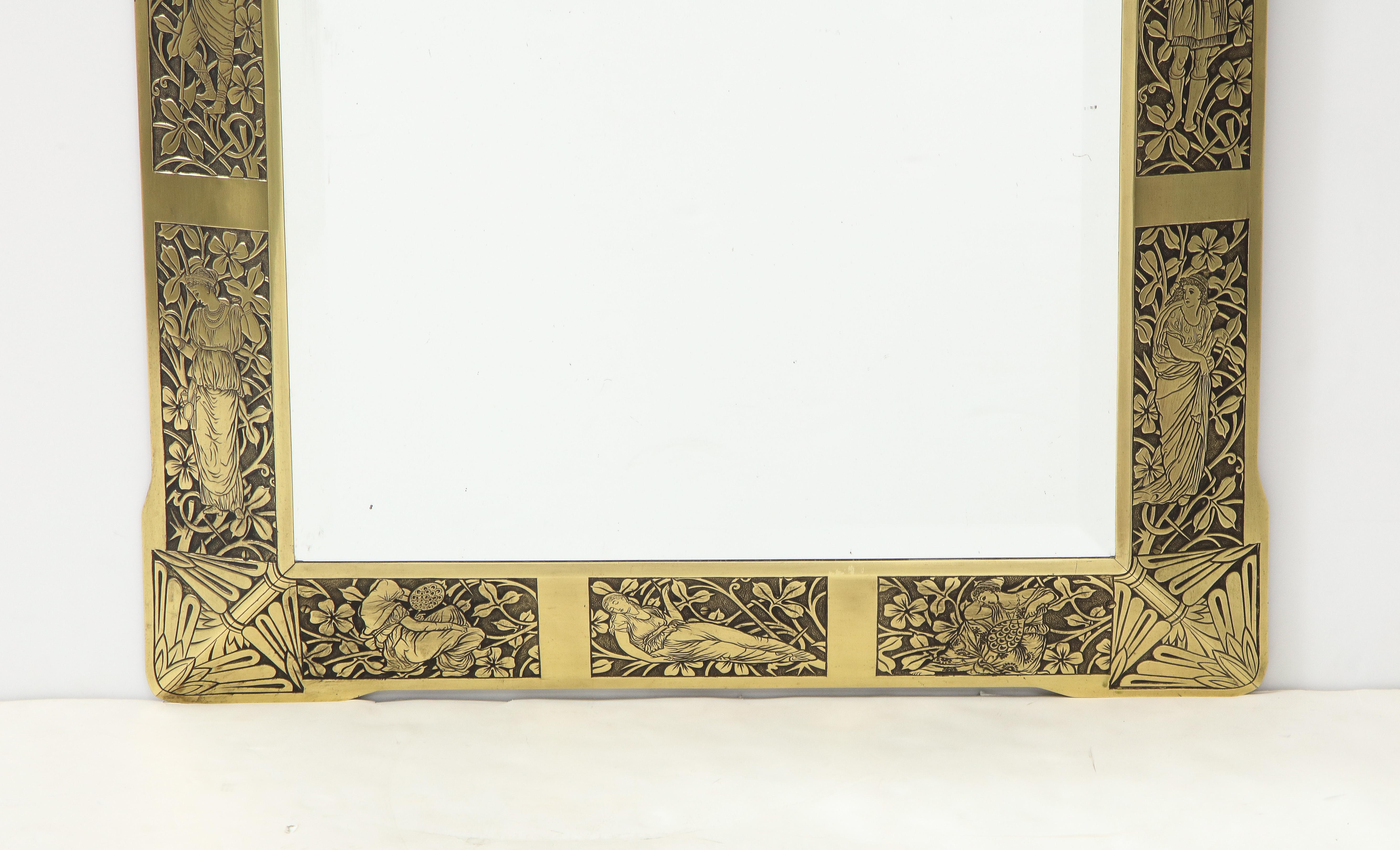 English Arts & Crafts Brass Mirror For Sale