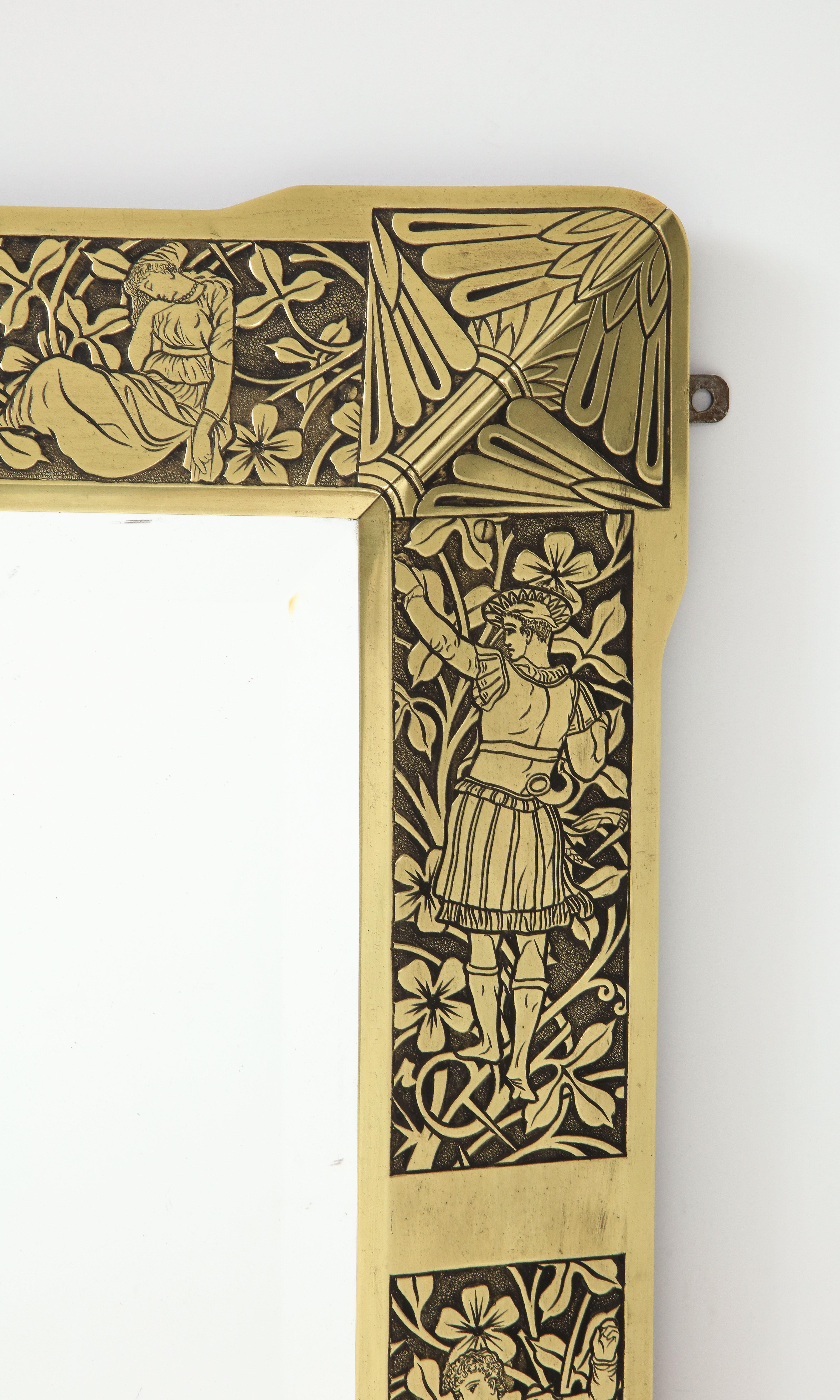 XIX secolo Specchio in ottone Arts & Crafts in vendita