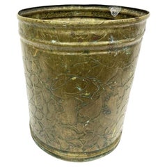 Arts and Crafts Brass Repoussé Wastebasket