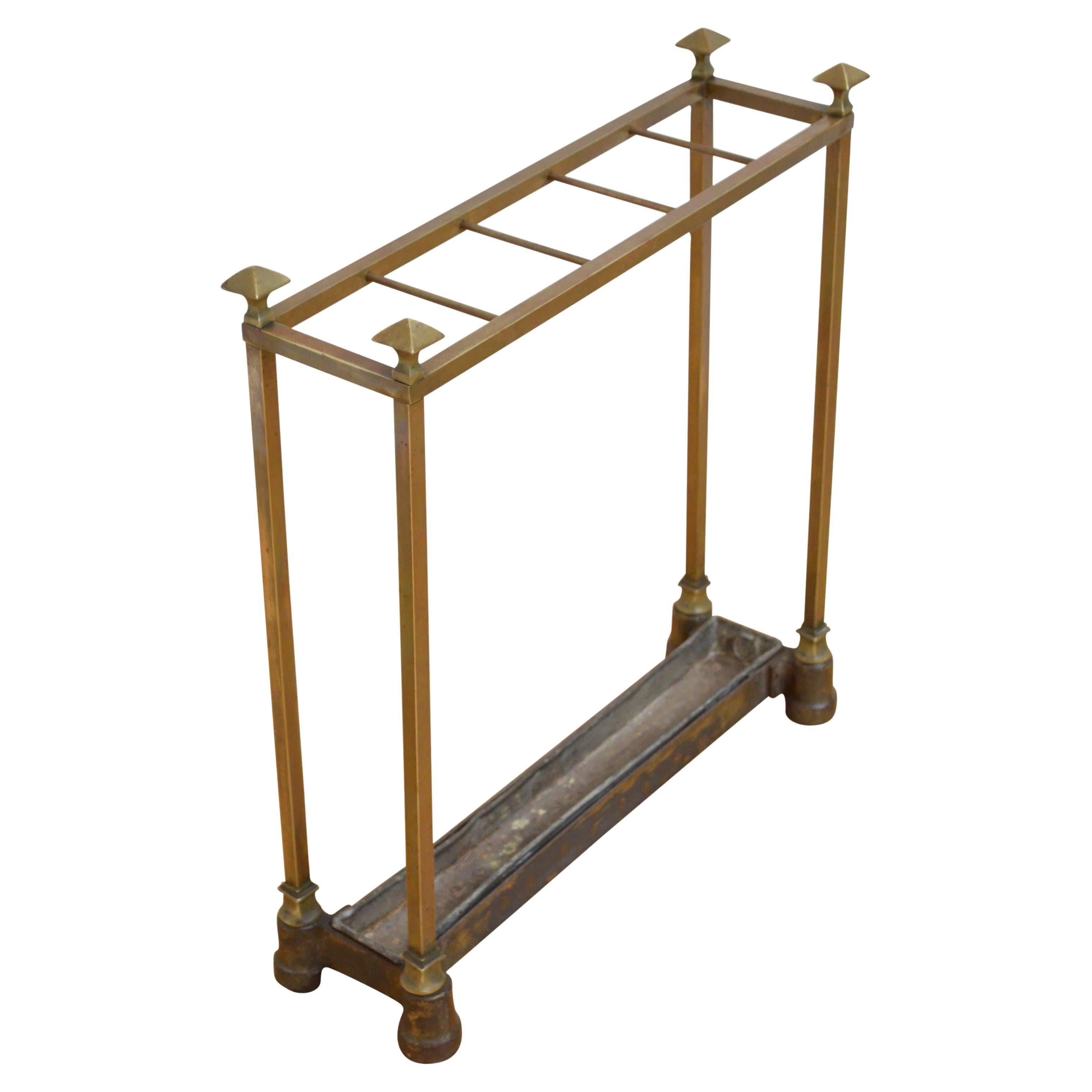 Arts and Crafts Brass Umbrella Stand For Sale