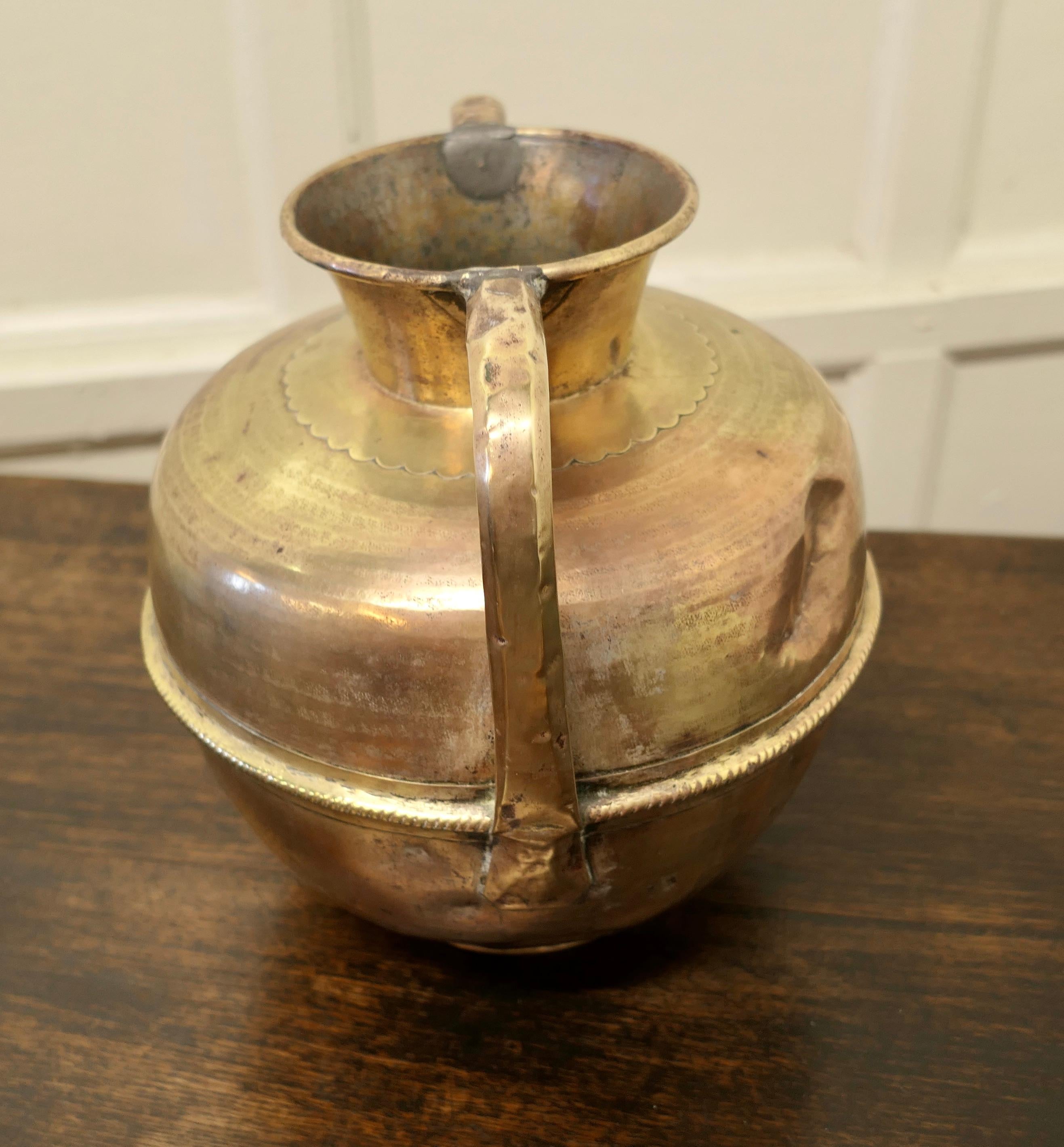 19th Century Arts and Crafts Brass Urn with Handles For Sale