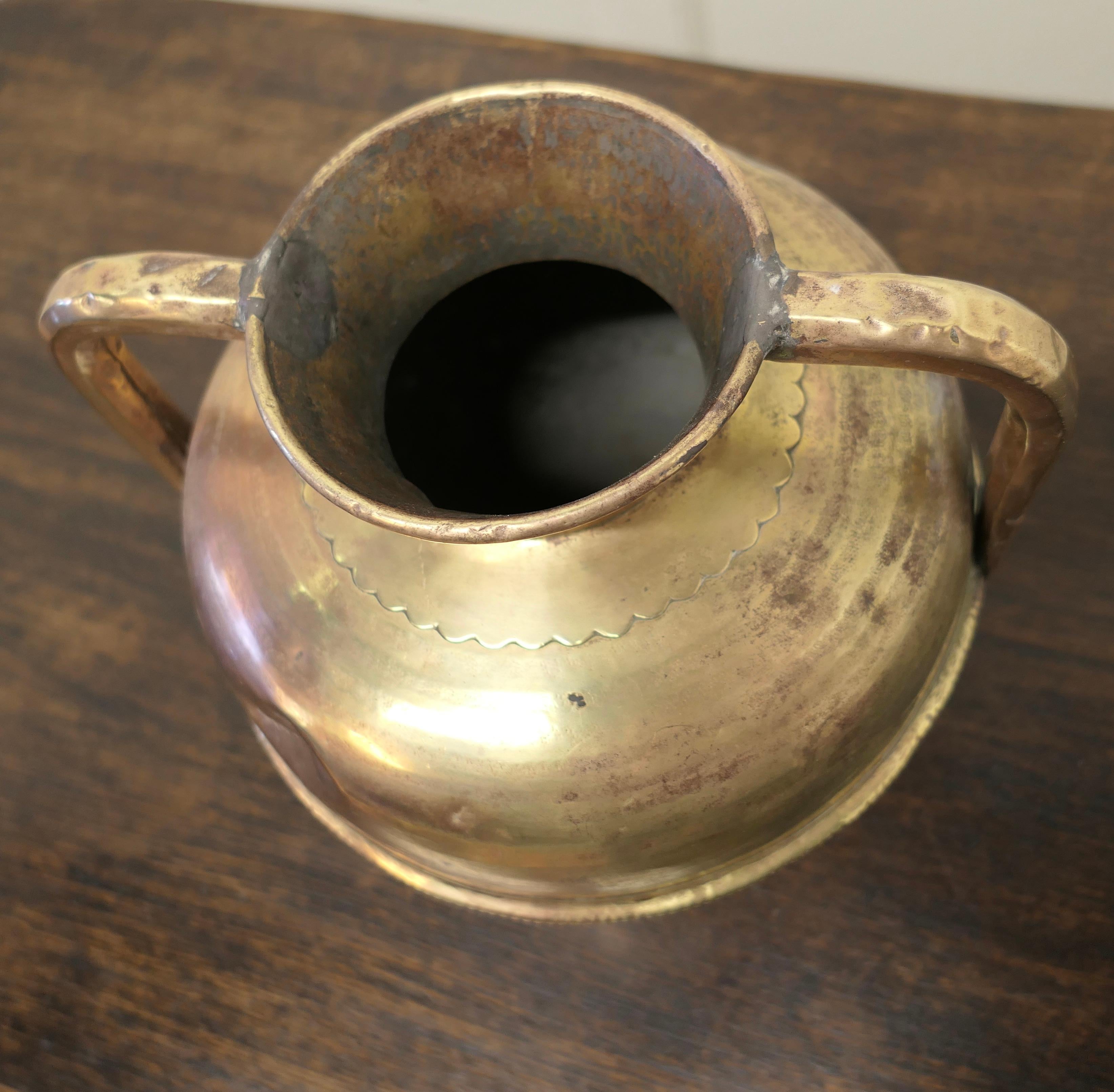 Arts and Crafts Brass Urn with Handles For Sale 2
