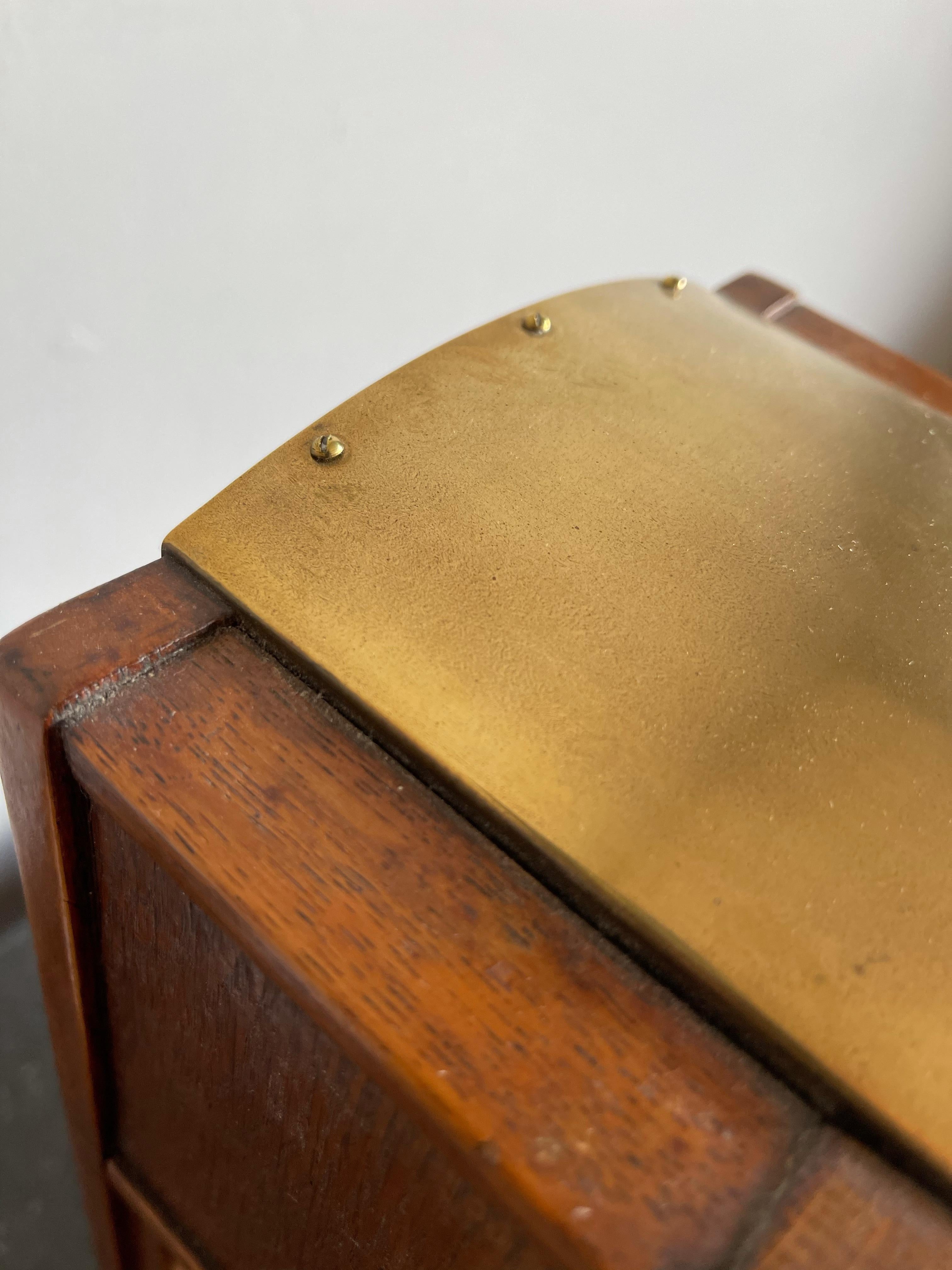 20th Century Arts & Crafts Brass & Wood Gustave Serrurier-Bovy Style Pendulum / Table Clock