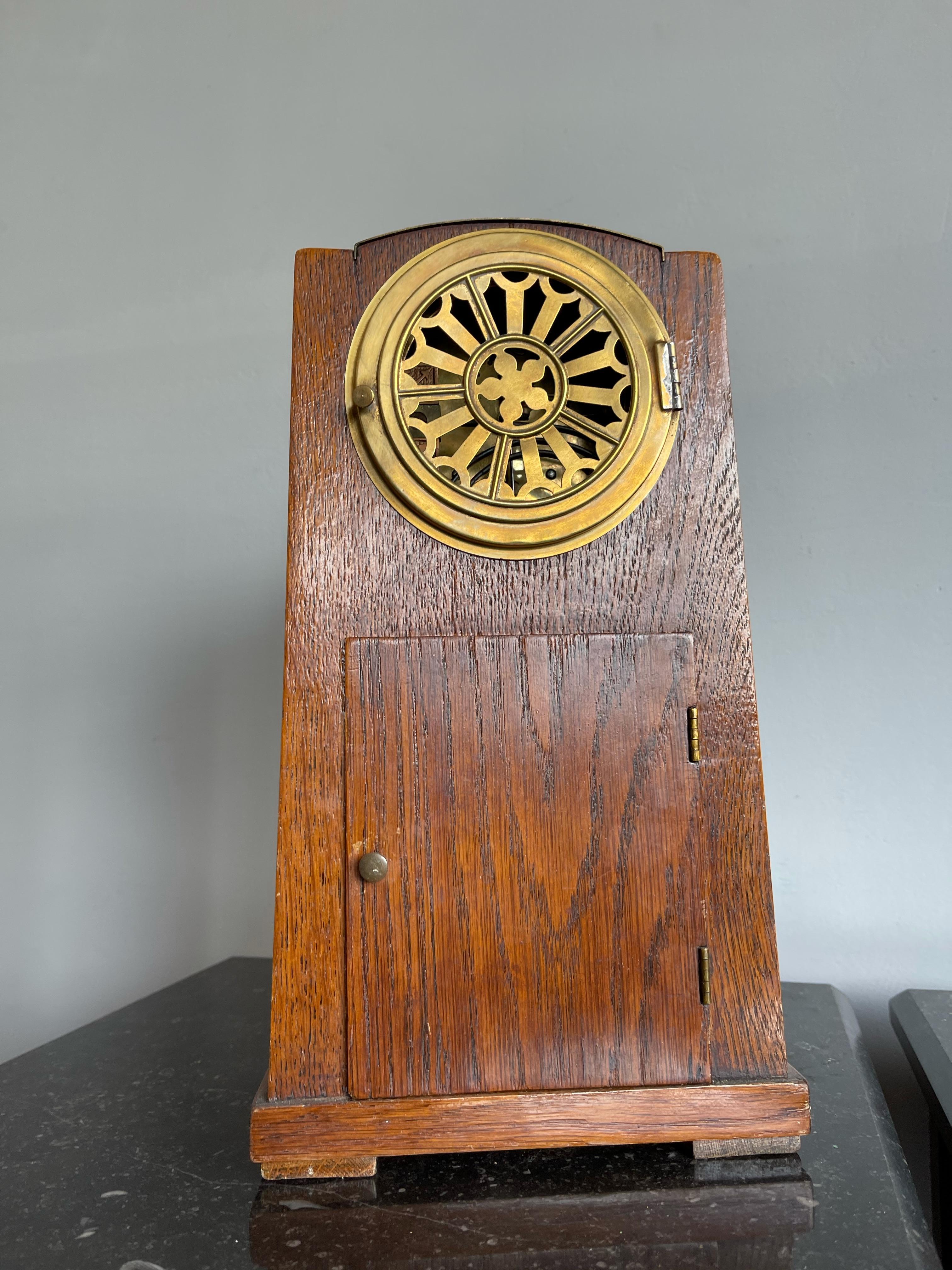 Arts & Crafts Brass & Wood Gustave Serrurier-Bovy Style Pendulum / Table Clock 1