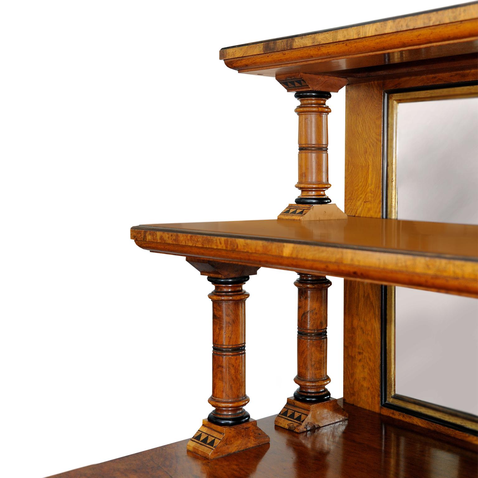 Polished Arts and Crafts Burr Oak Serving Table/Cabinet, circa 1890 For Sale