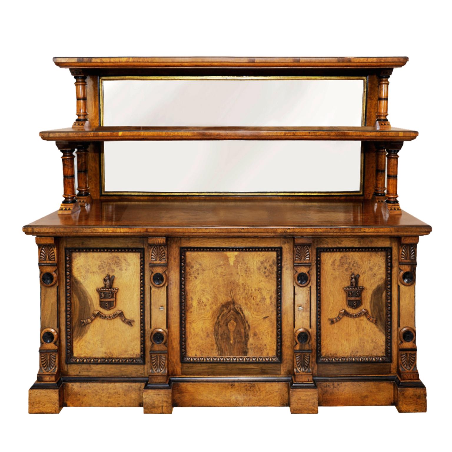 Arts and Crafts Burr Oak Serving Table/Cabinet, circa 1890 For Sale