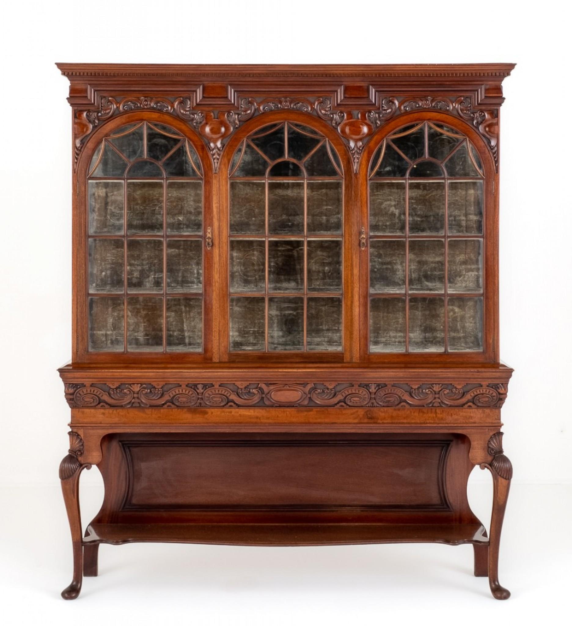 Arts and Crafts Cabinet Mahogany Bookcase, 1890 For Sale 8