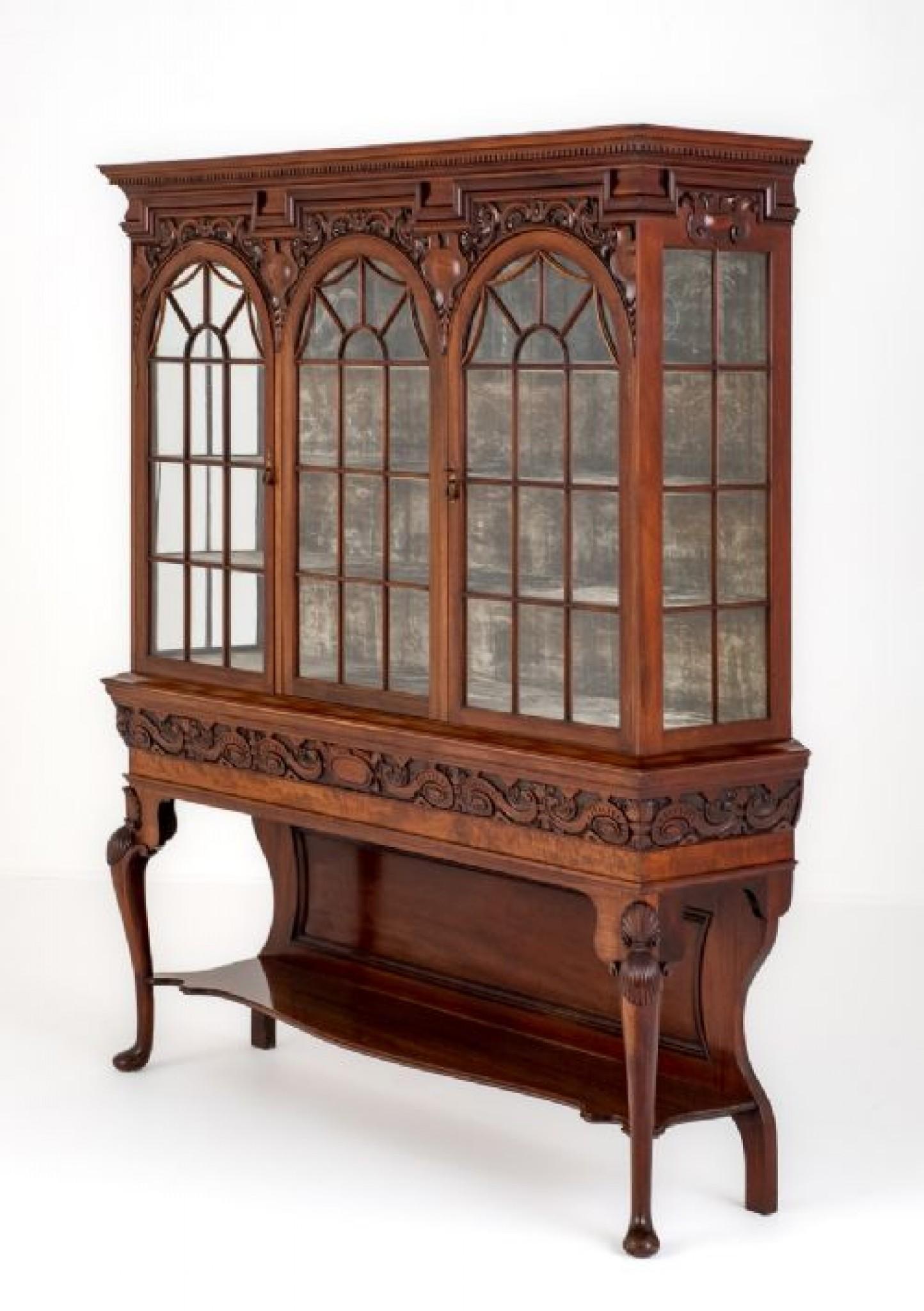 Arts and Crafts Cabinet Mahogany Bookcase, 1890 For Sale 4