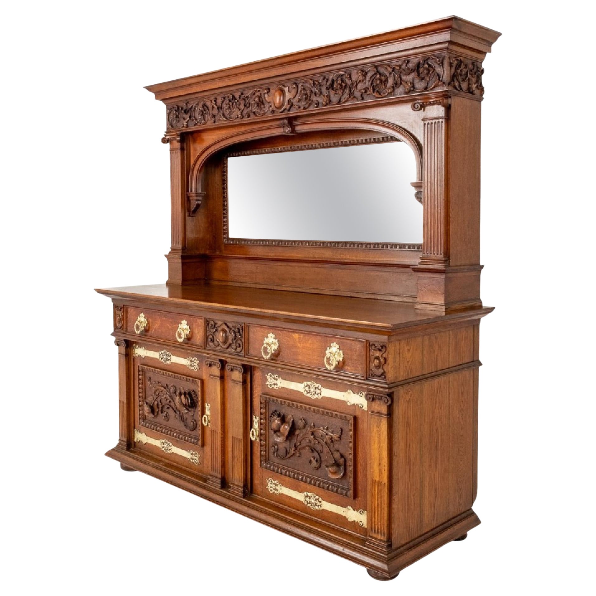 Armadio Server Arts and Crafts Oak 1890 Buffet