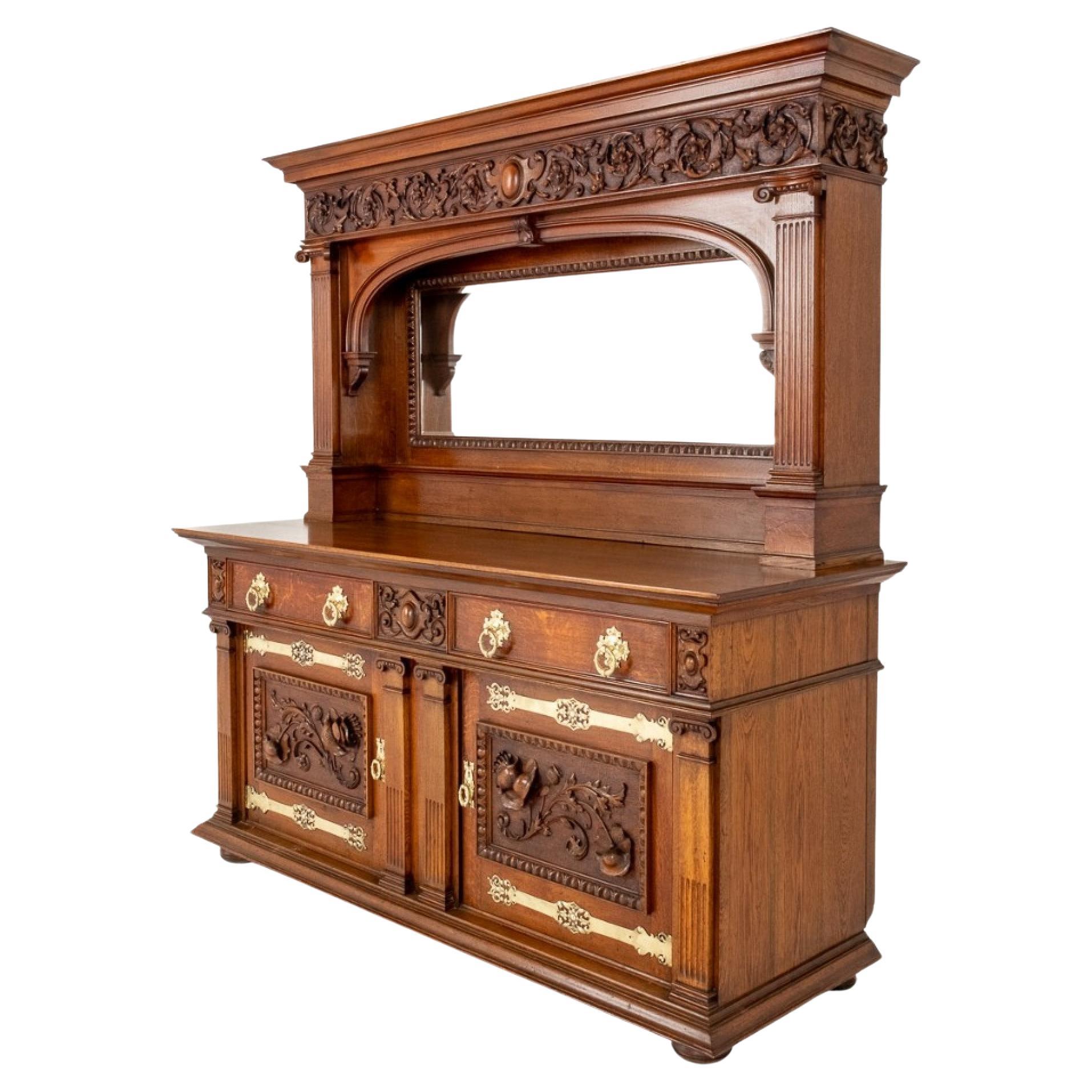 Arts and Crafts Carved Oak Wall For Sale at 1stDibs carved