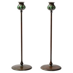 Arts and Crafts Candle Holders in the Manner of Tiffany & Co.
