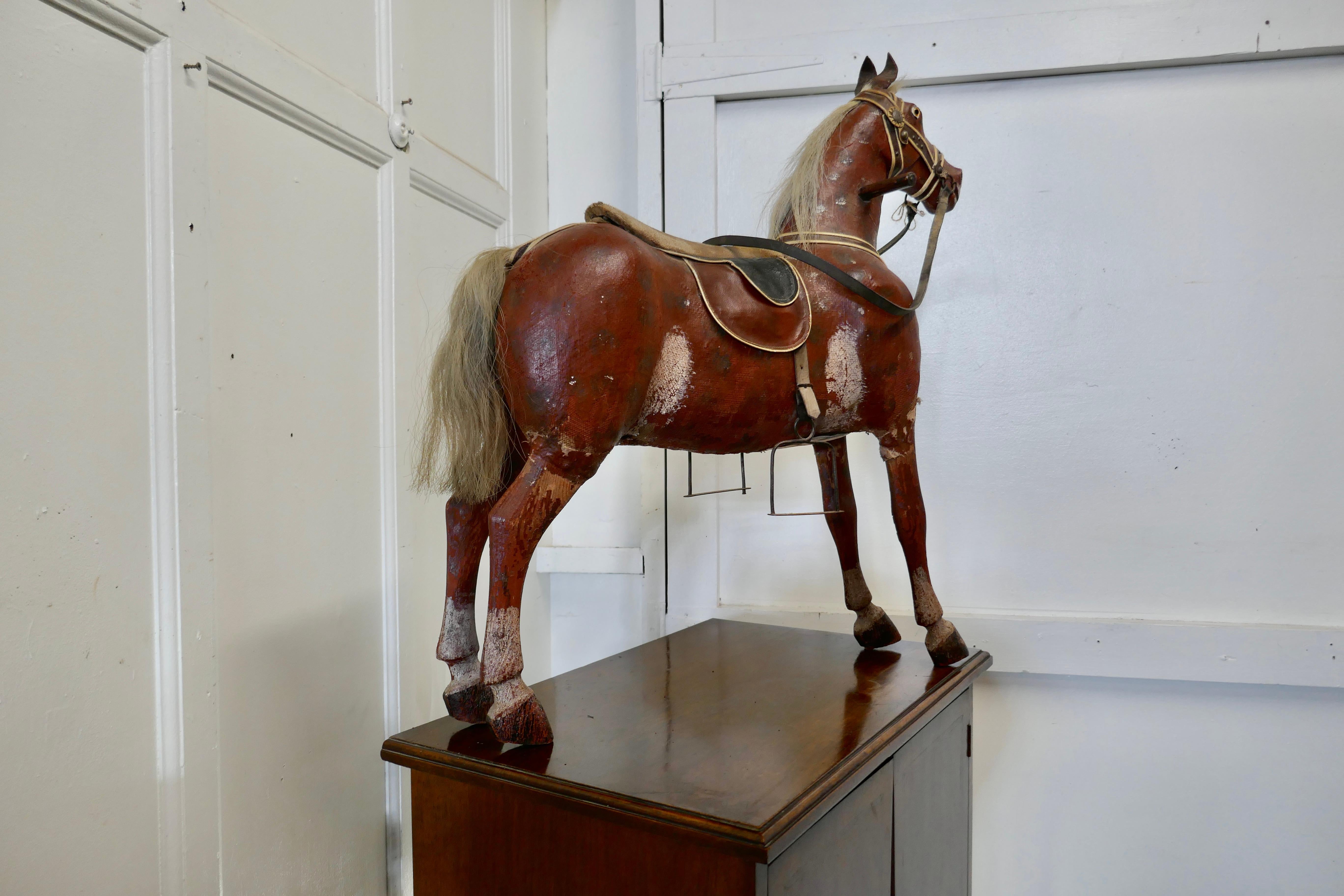 Folk Art Arts & Crafts Canvas Toy Model of a Horse For Sale