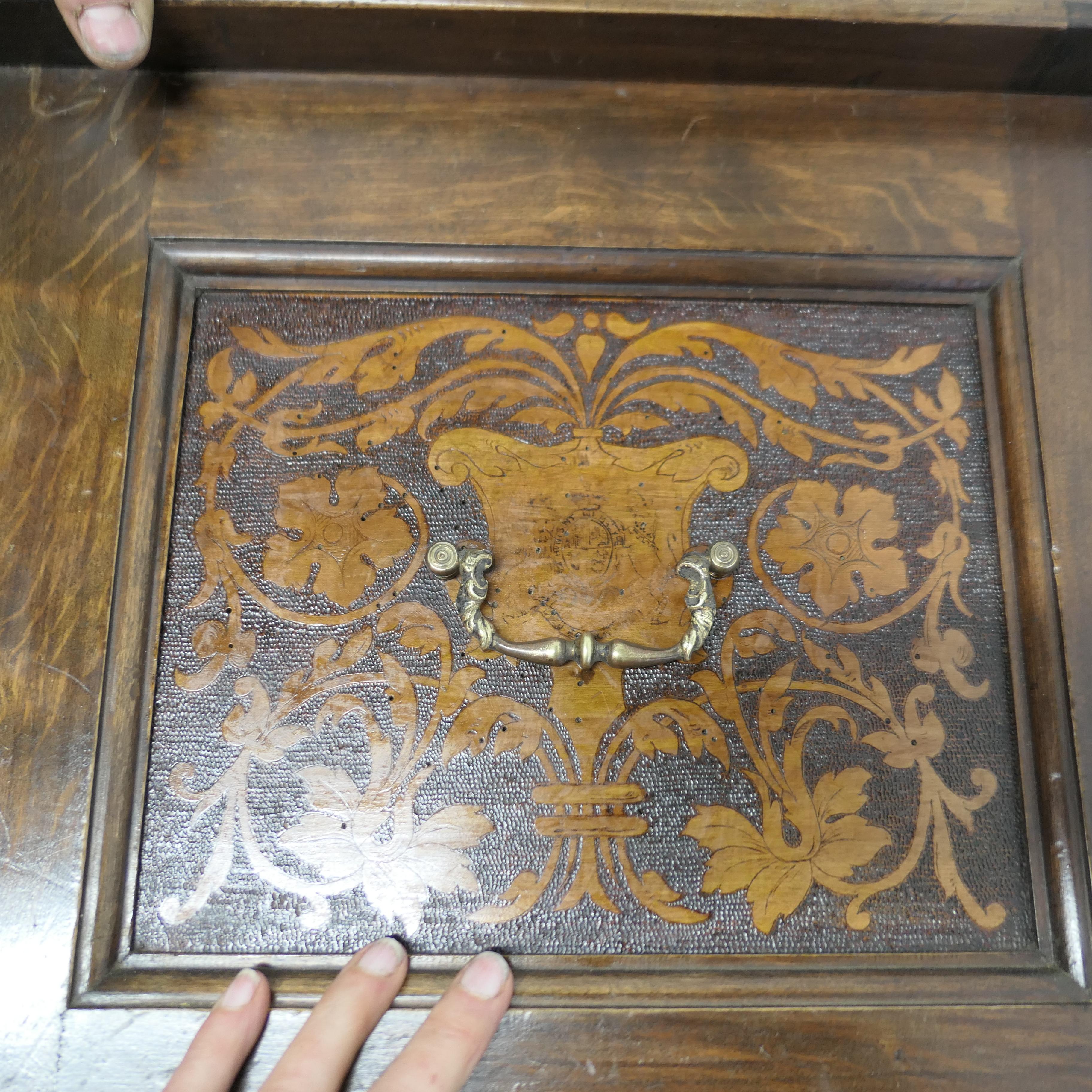 Arts and Crafts Carved Oak Marriage Chest or Carved Coffer    For Sale 6