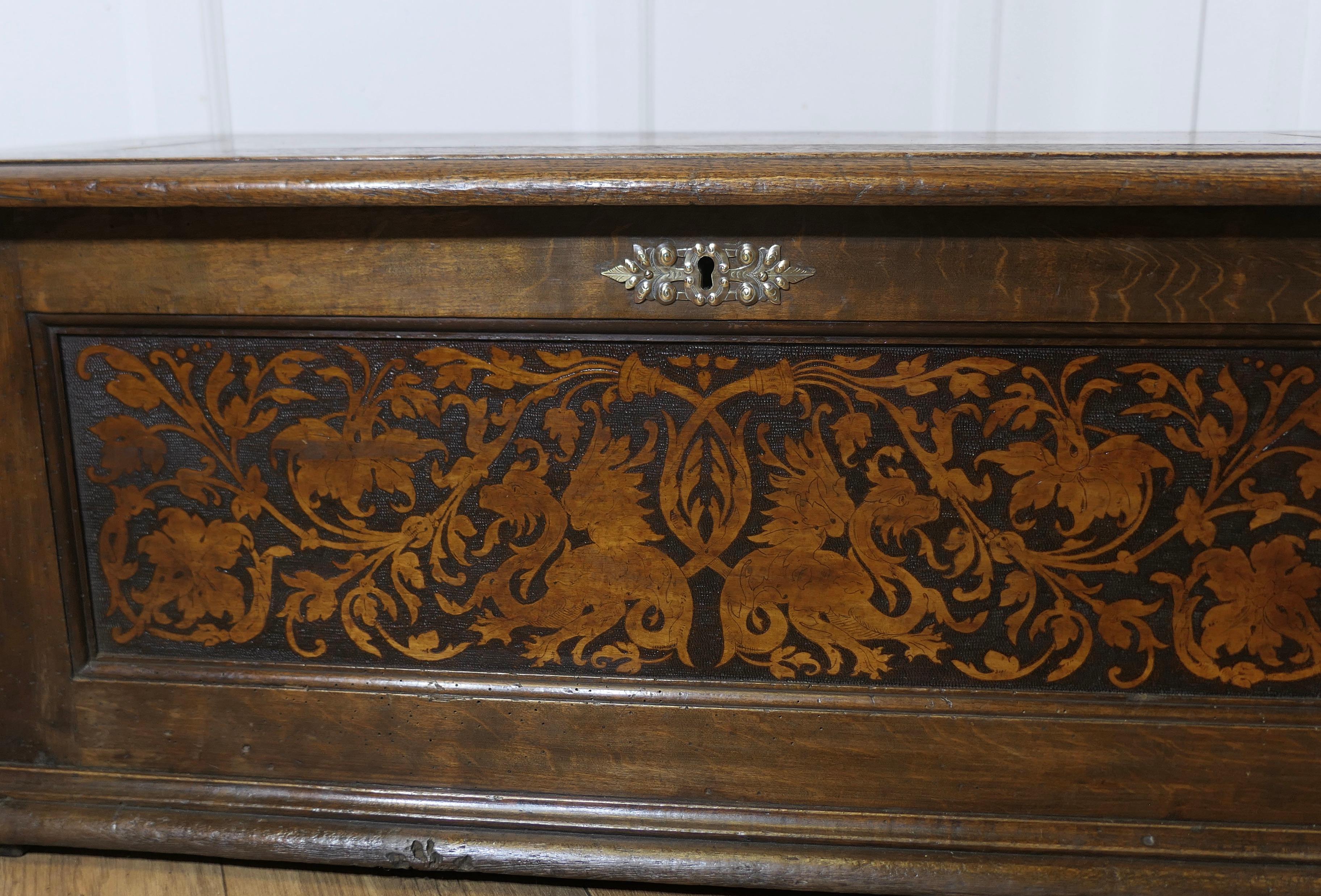 Arts and Crafts Carved Oak Marriage Chest or Carved Coffer    In Good Condition For Sale In Chillerton, Isle of Wight