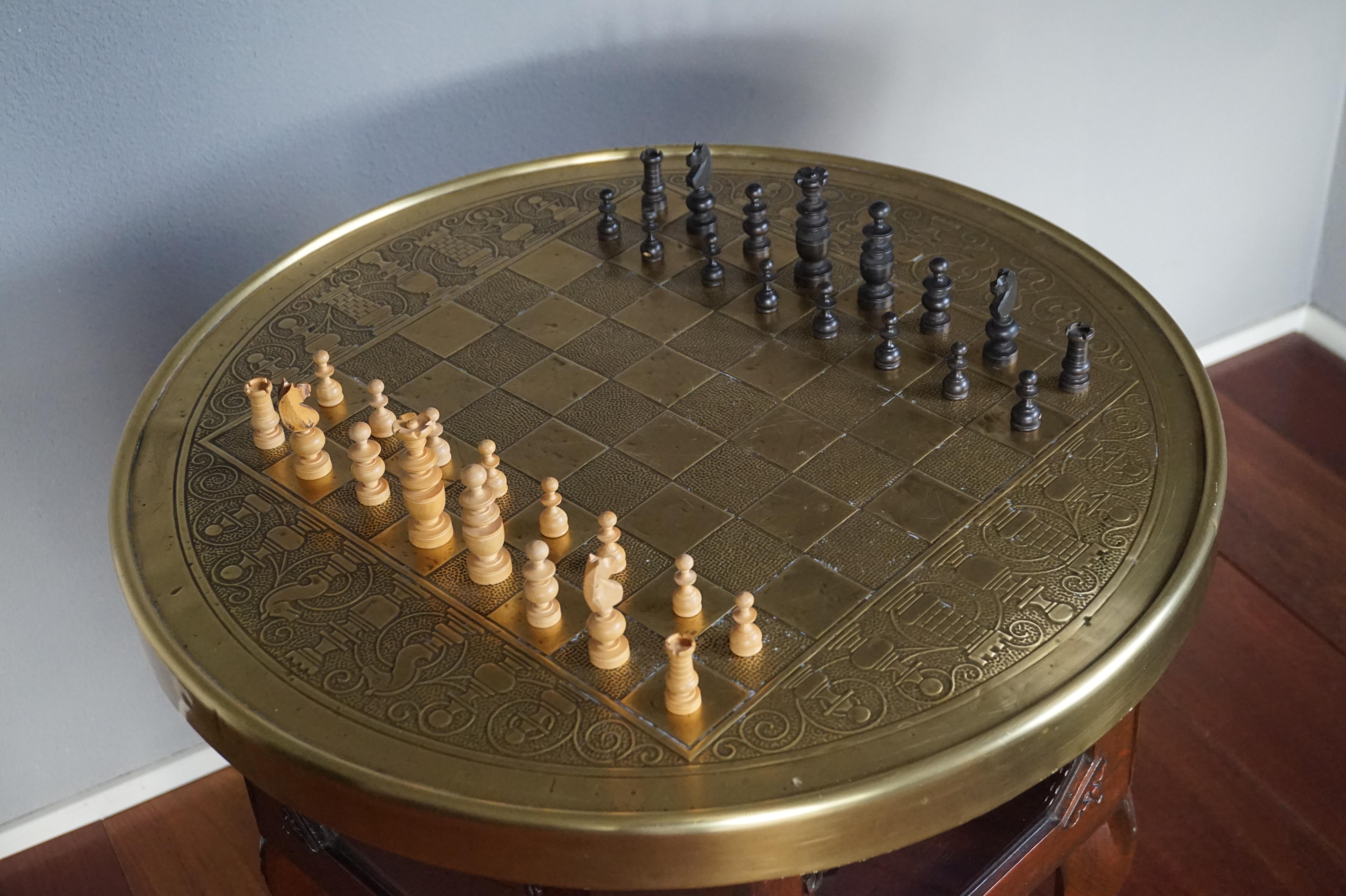 american atelier chess game with wooden glass case