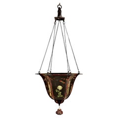 Pendentif Arts and Crafts Chinoiserie accentué en tôle peinte