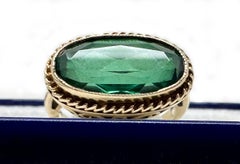 Arts and Crafts Circa 1890’s Green Tourmaline faceted Gold Ring