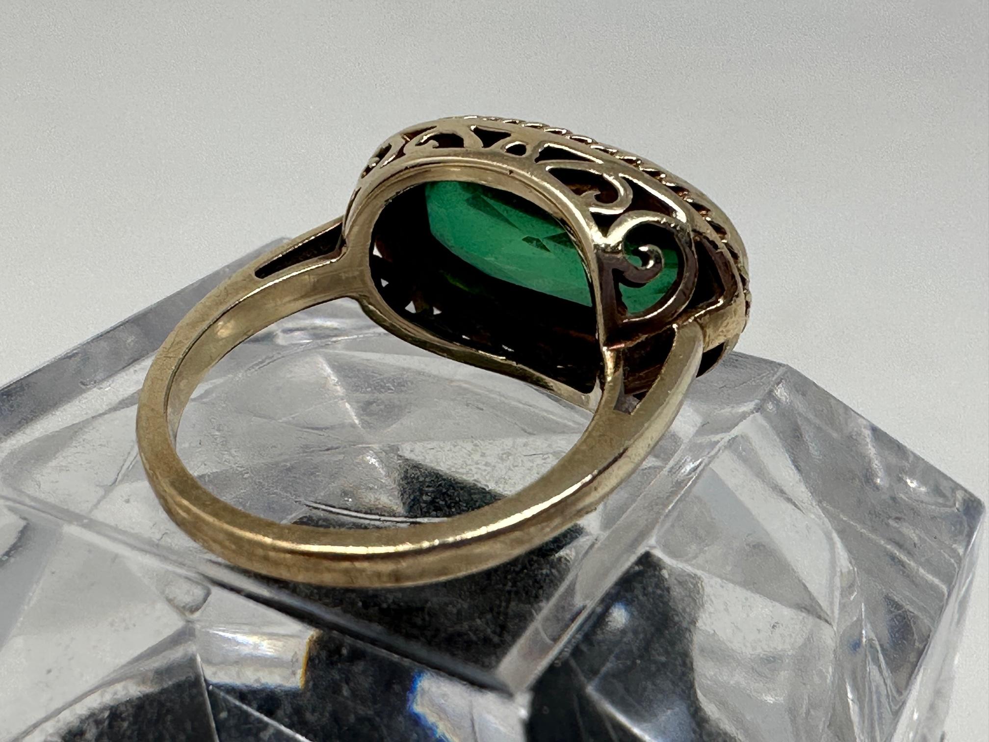 Mixed Cut Arts and Crafts Circa 1890’s Green Tourmaline faceted Gold Ring  For Sale