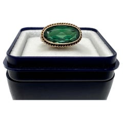 Arts and Crafts Circa 1890’s Green Tourmaline faceted Gold Ring