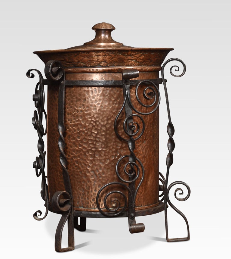 Arts and Crafts Circular Copper Coal Bucket For Sale at 1stDibs
