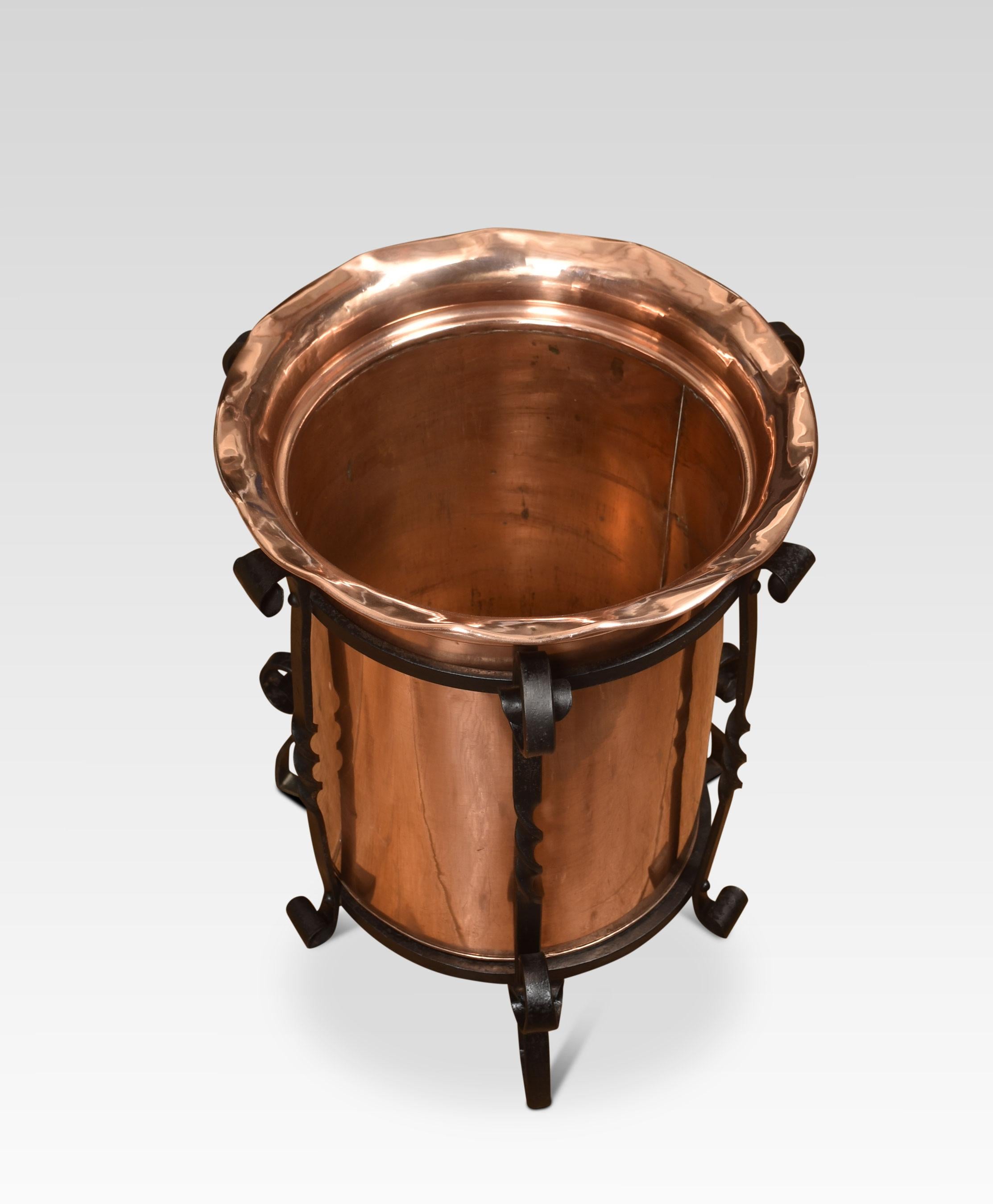 Arts and Crafts Circular Copper Coal Bucket For Sale 1