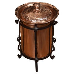 Antique Arts and Crafts Circular Copper Coal Bucket
