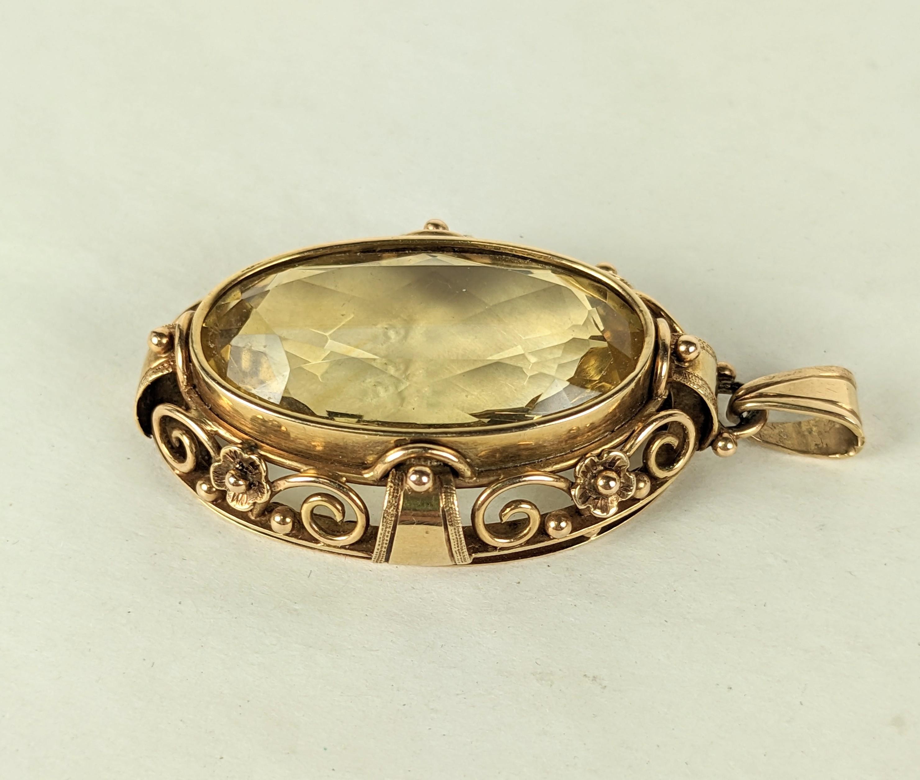 Arts and Crafts Citrine Pendant In Good Condition For Sale In Riverdale, NY