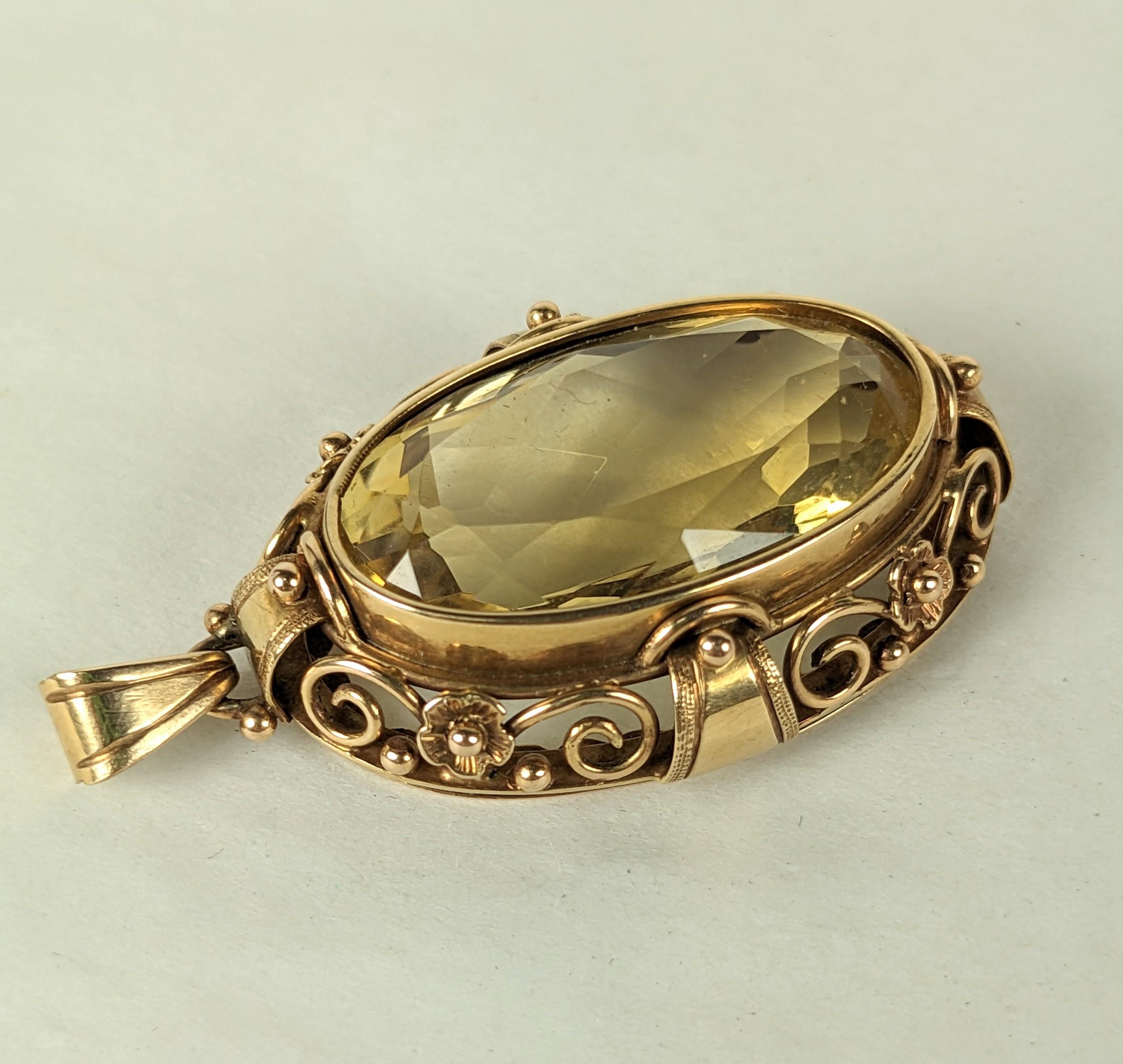 Women's or Men's Arts and Crafts Citrine Pendant For Sale