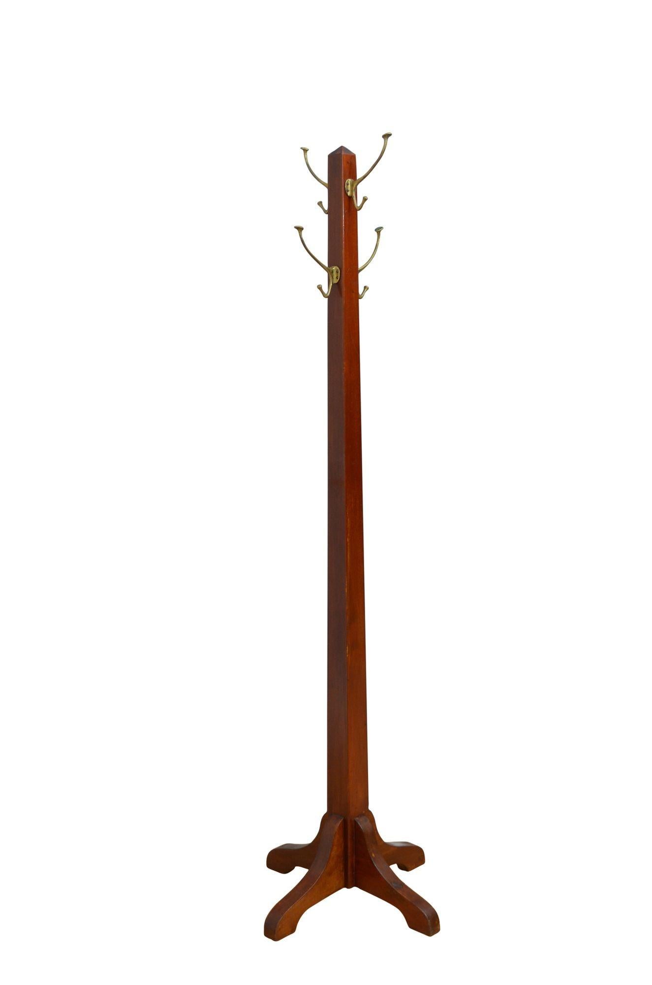 20th Century Arts and Crafts Coat Stand in Solid Mahogany For Sale