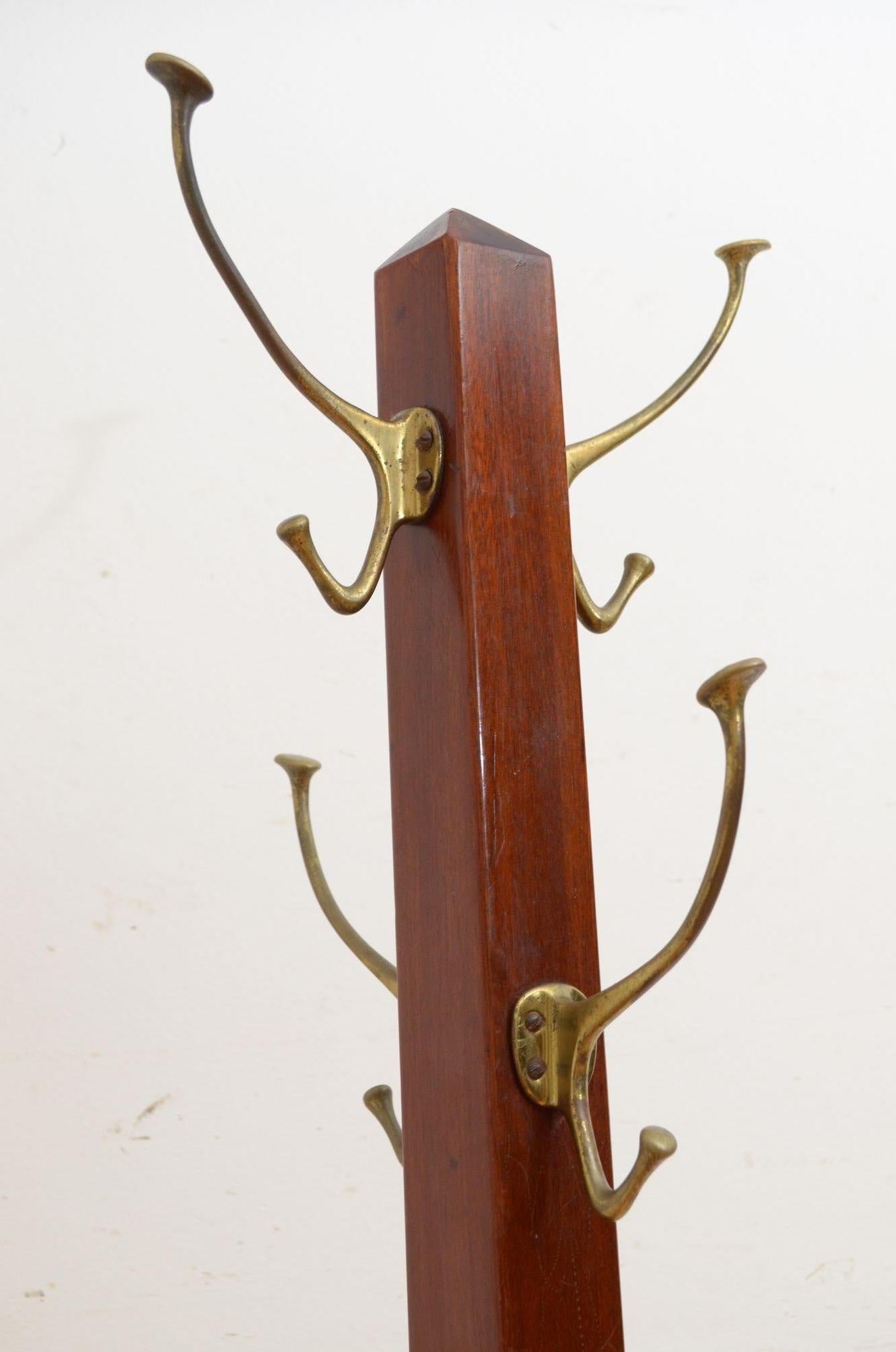 Arts and Crafts Coat Stand in Solid Mahogany For Sale 1