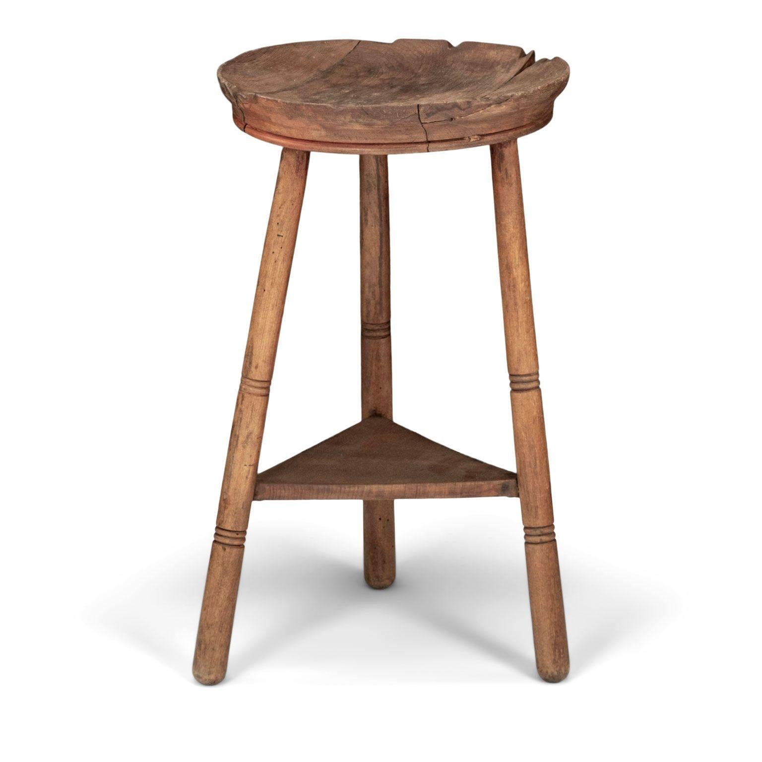 English Arts and Crafts Concave-Seated Stool