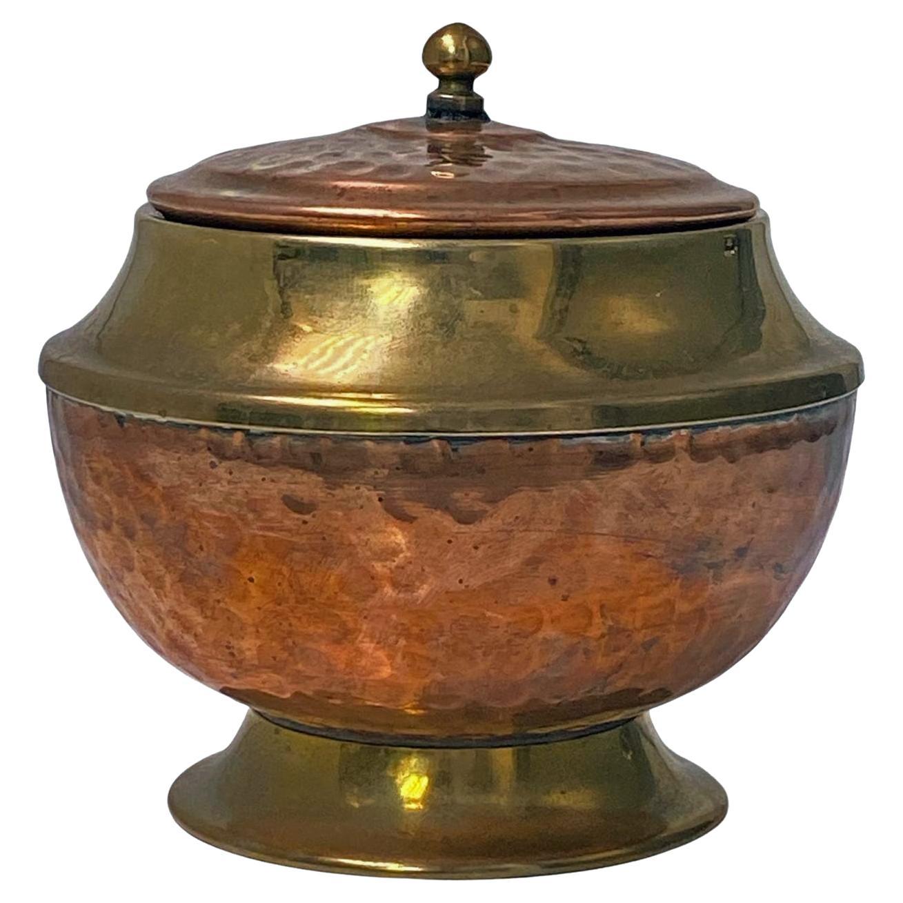 Arts and Crafts Copper and Brass Caddy Box Continental C.1910