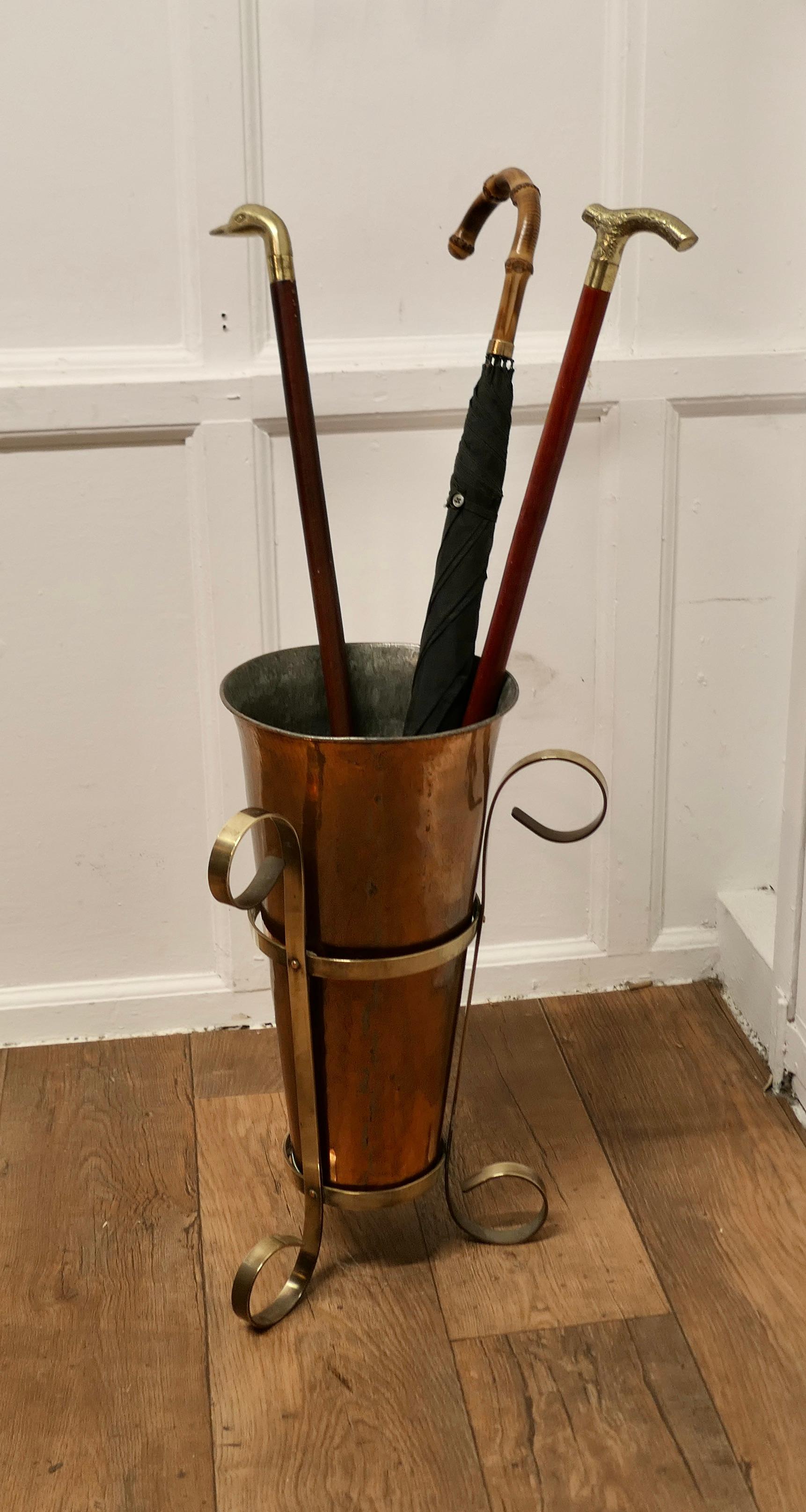 Arts and Crafts Copper and Brass Umbrella Stand  An unusual and attractive piece For Sale 2