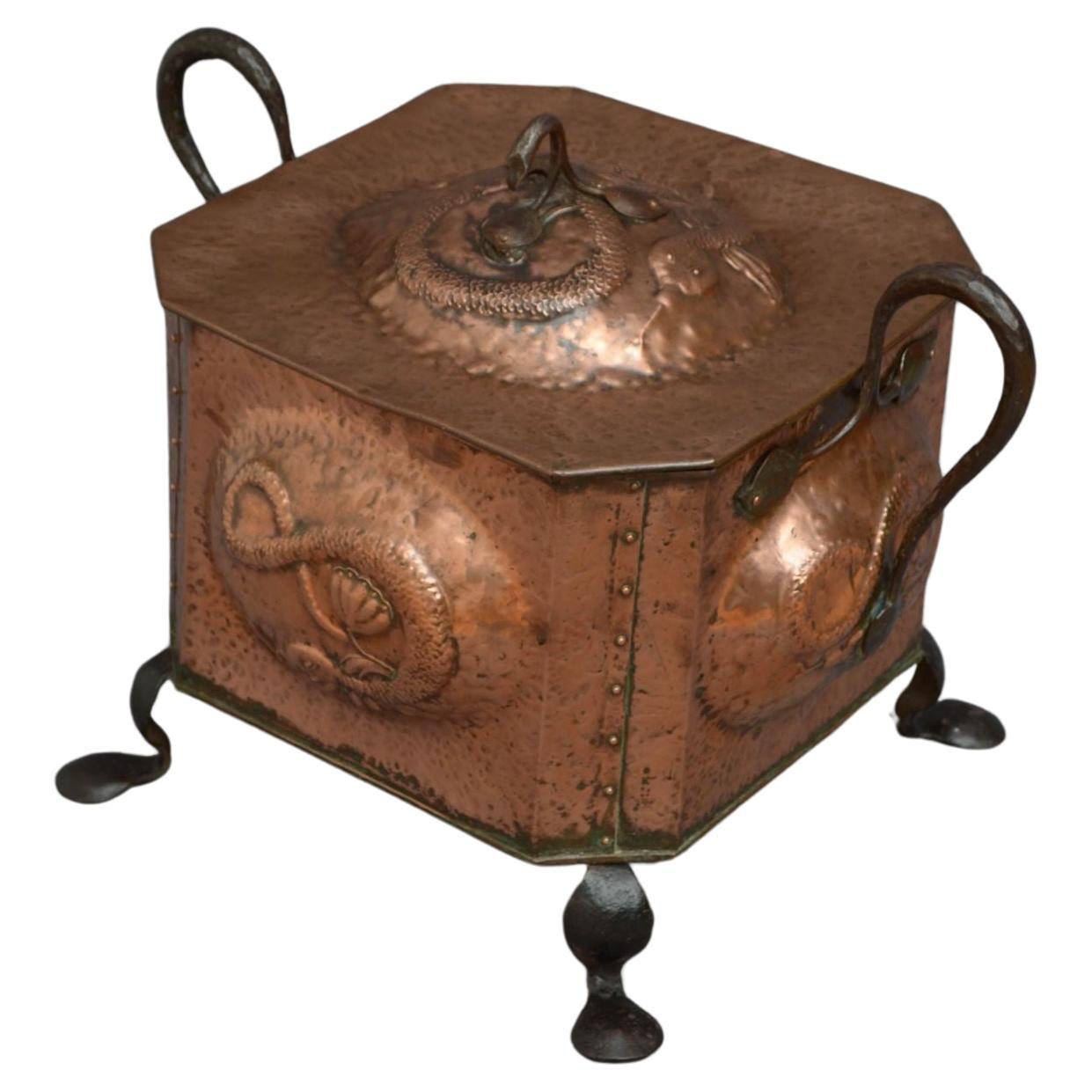 Arts and Crafts Copper Coal Bin Log Bin