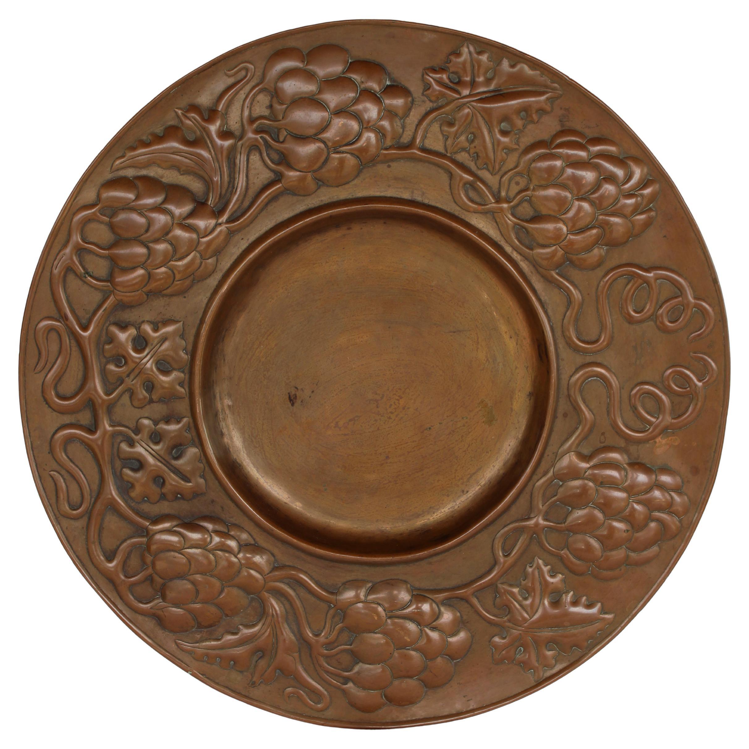 Arts and Crafts Copper Grape Tray