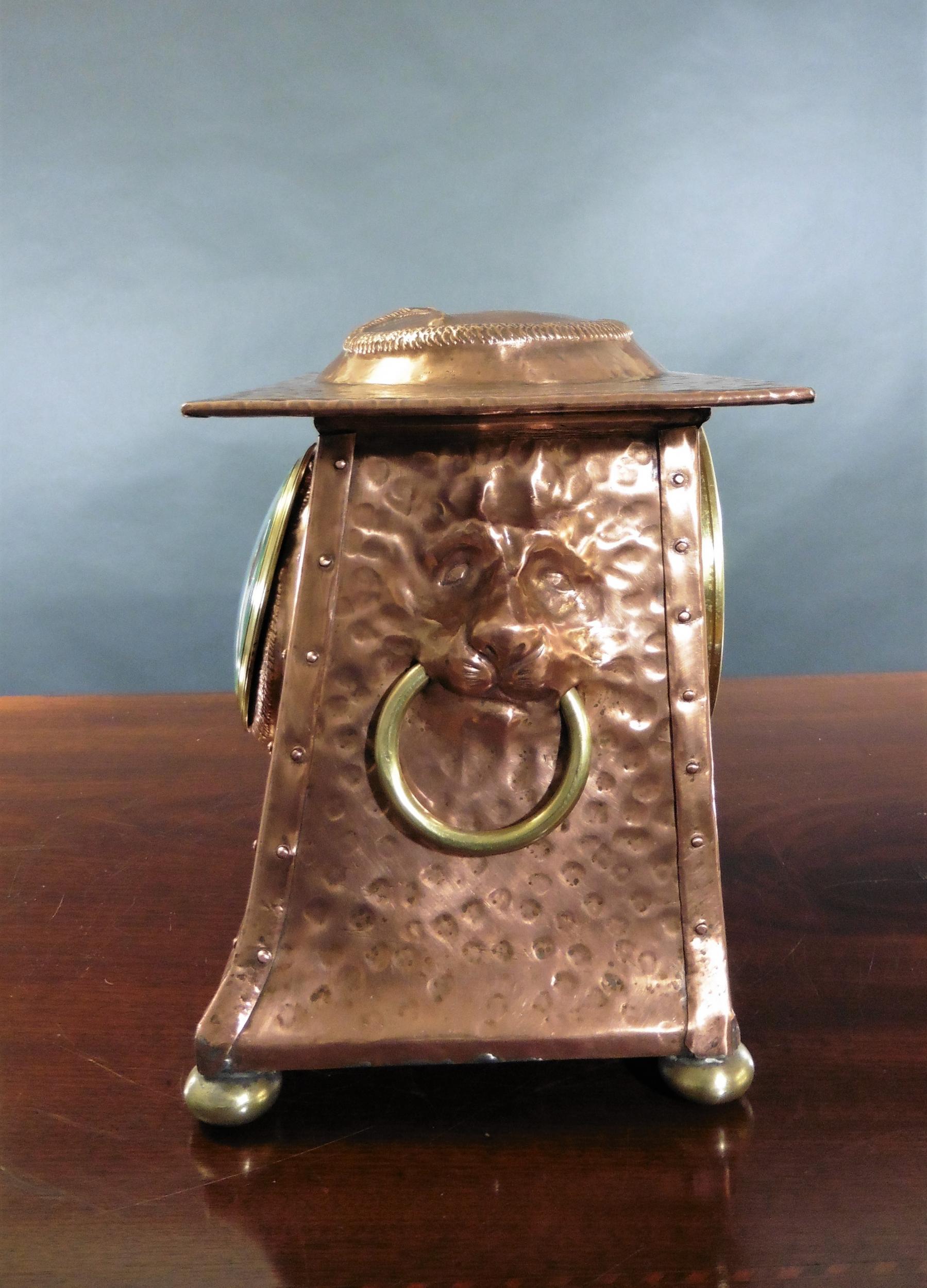 French Arts and Crafts Copper Mantel Clock