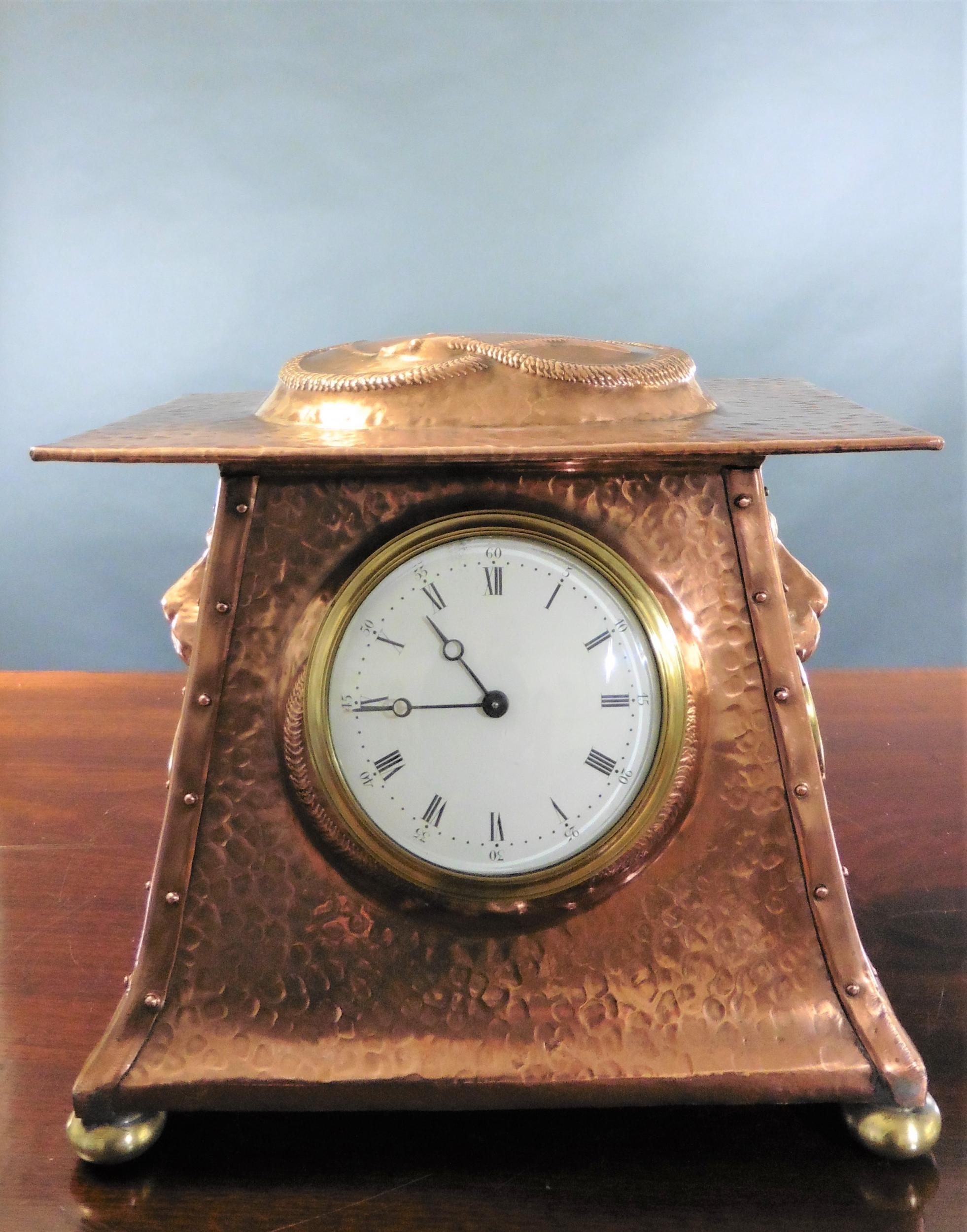 Arts and Crafts Copper Mantel Clock 1