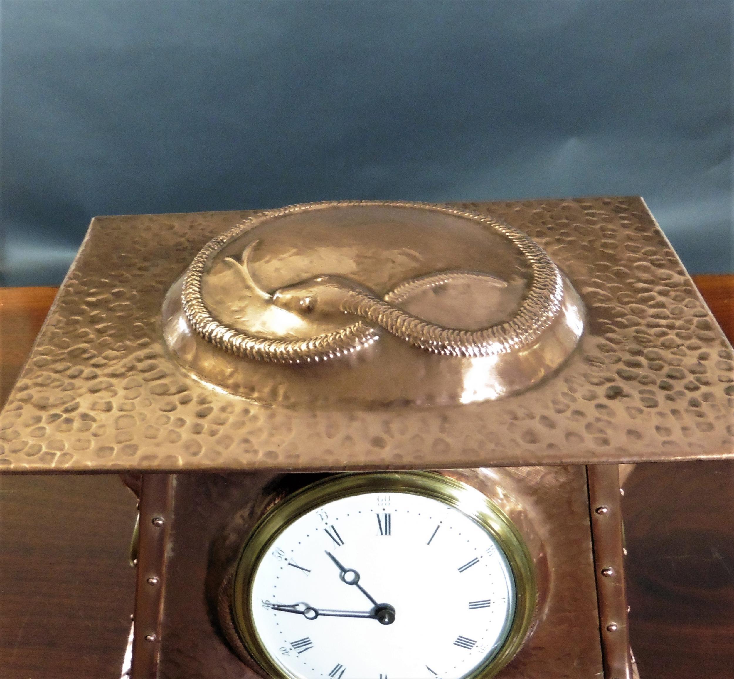 Arts and Crafts Copper Mantel Clock 2