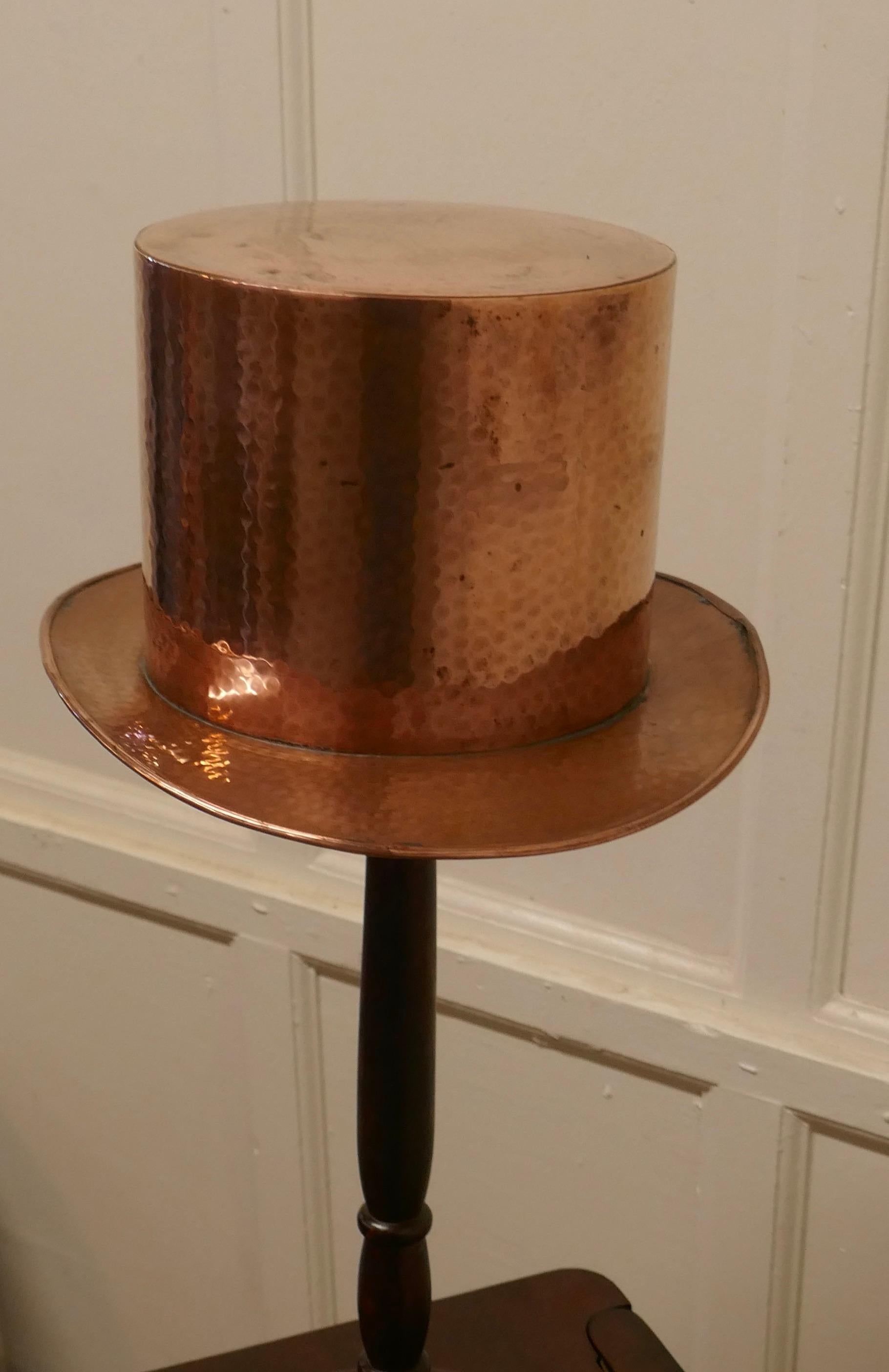 Arts and Crafts Copper Milliners Trade Sign, Copper Top Hat For Sale 1