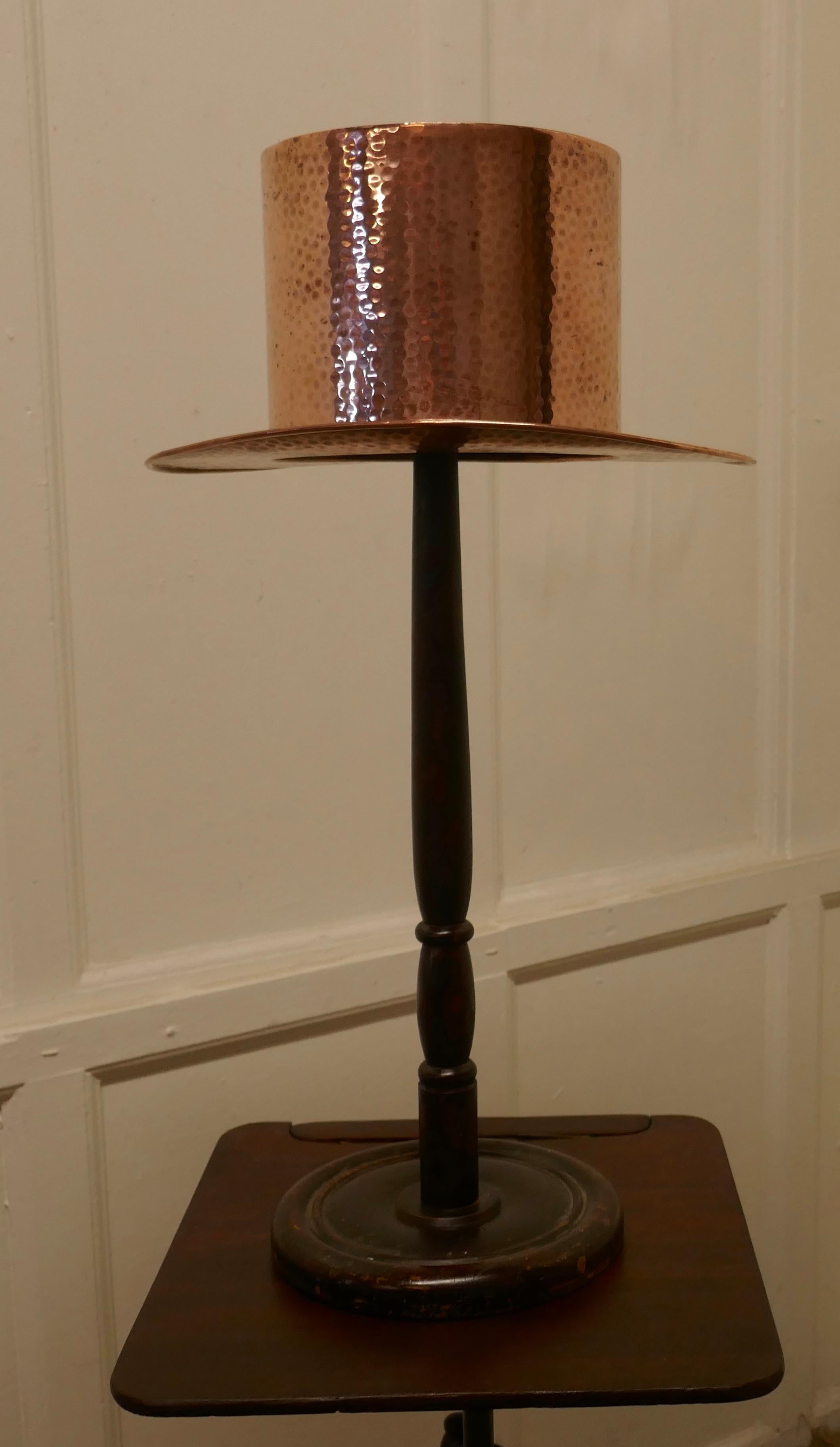 Arts and Crafts Copper Milliners Trade Sign, Copper Top Hat For Sale 2
