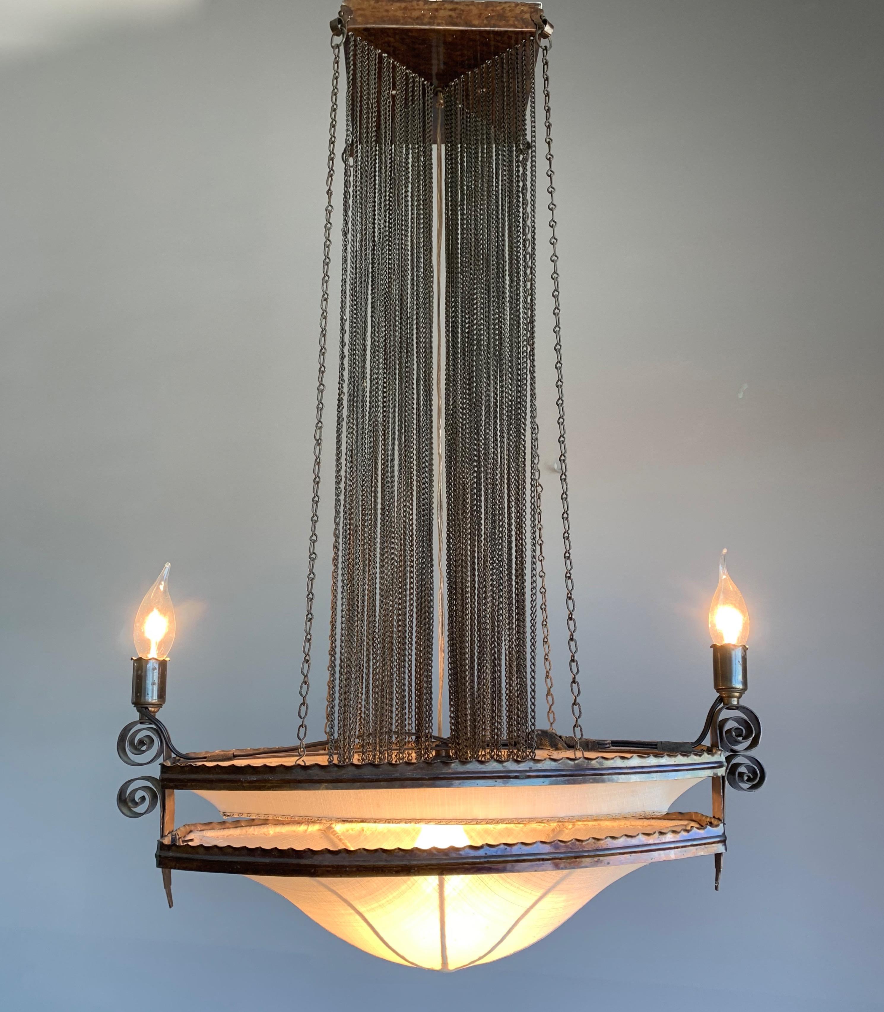 Arts & Crafts Copper Ship Vessel Design Chandelier by Winkelman & van der Bijl For Sale 5