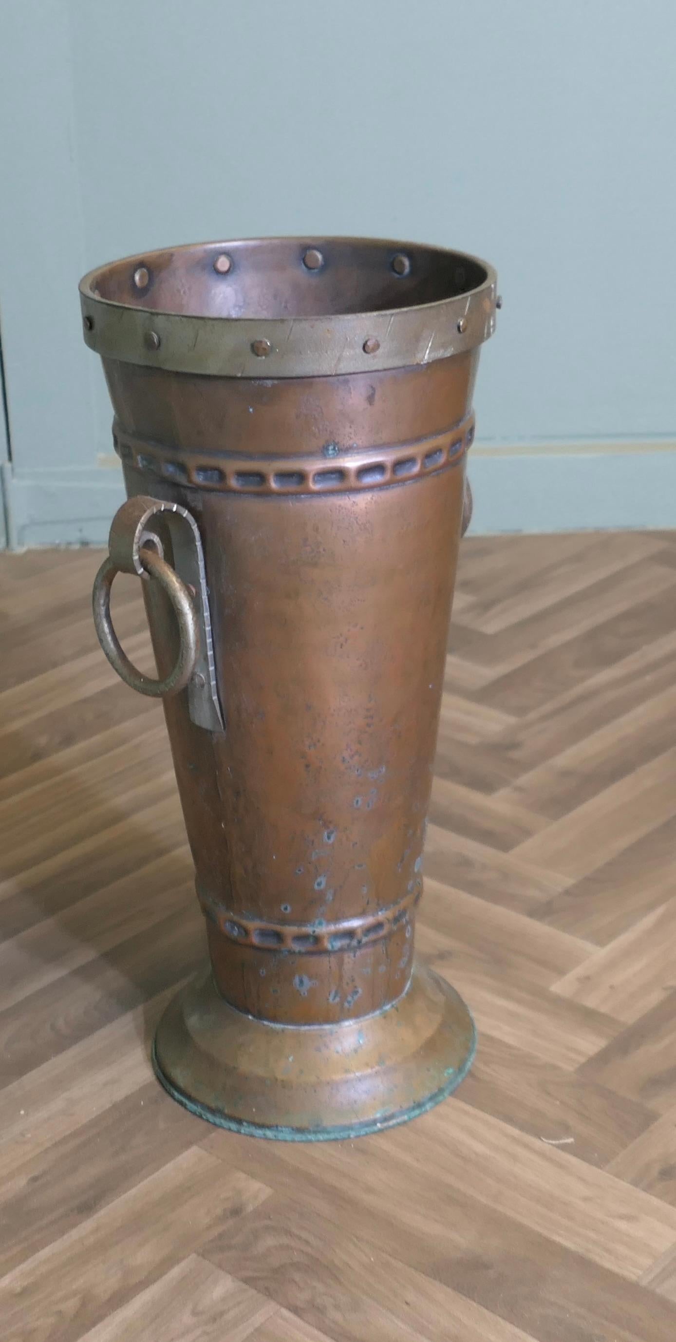 Late 19th Century Arts and Crafts Copper Stick Stand, Umbrella Stand For Sale