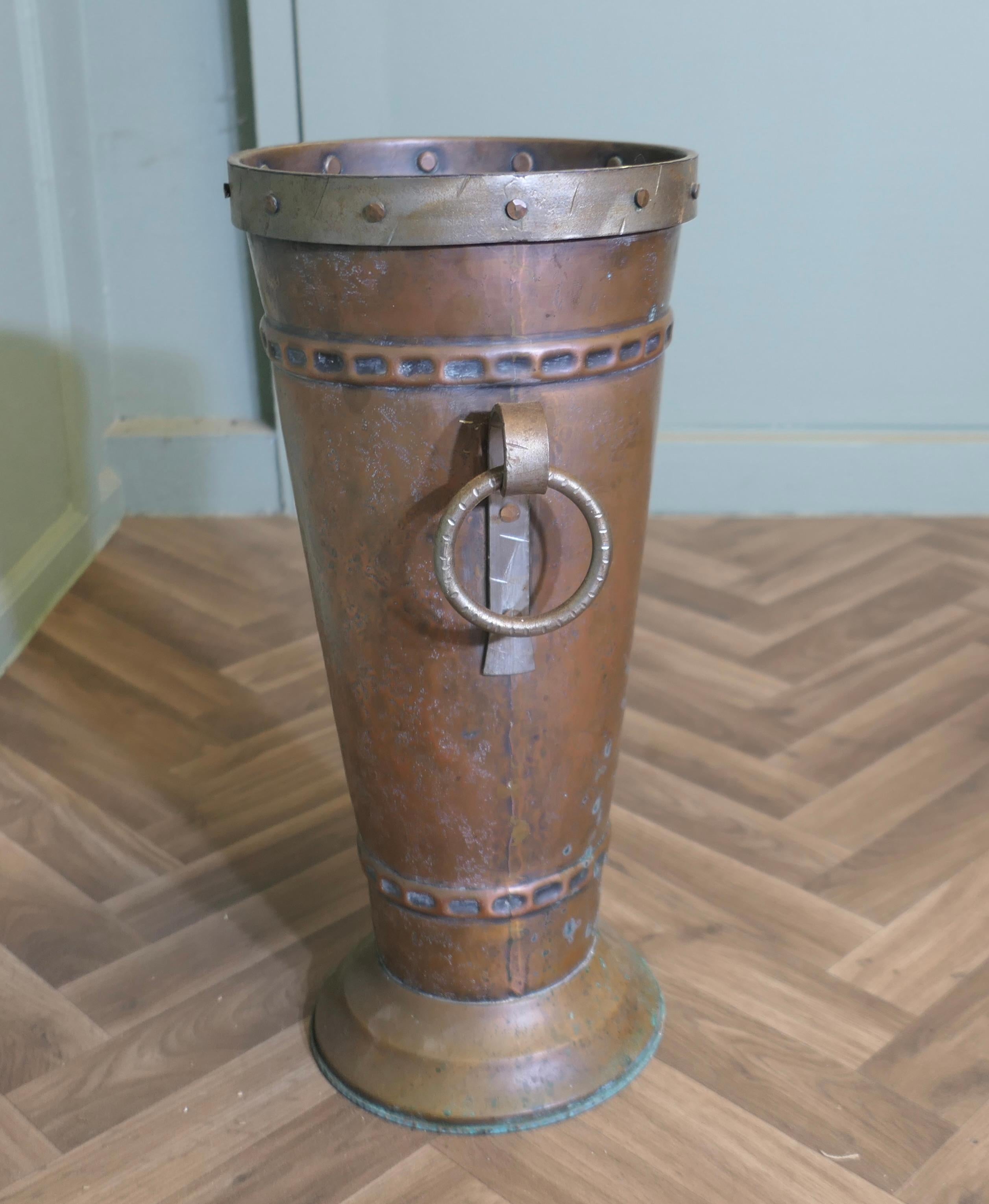 Arts and Crafts Copper Stick Stand, Umbrella Stand For Sale 1