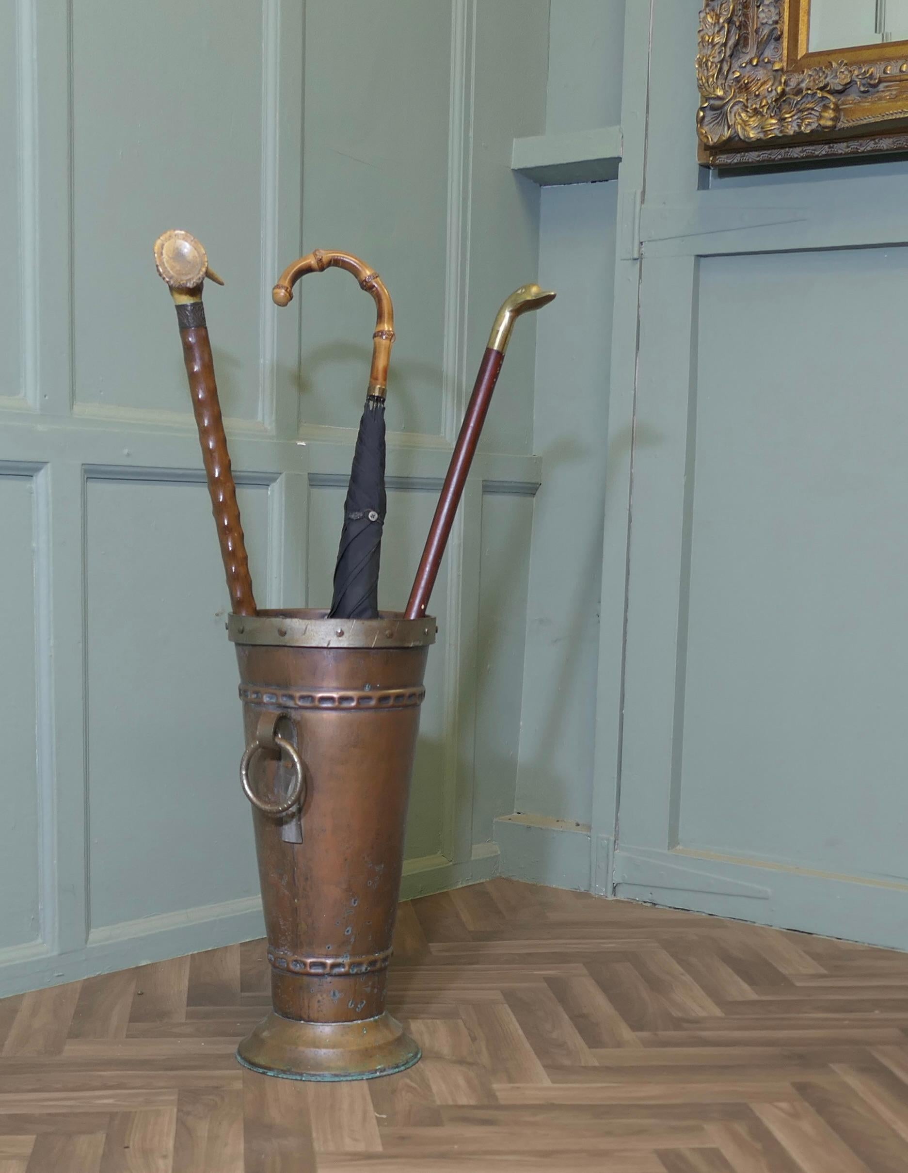 Arts and Crafts Copper Stick Stand, Umbrella Stand For Sale 3