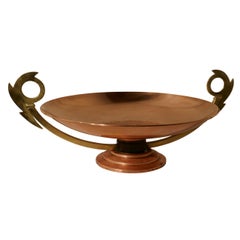 Arts & Crafts Copper Tazza Fruit Dish with Brass Handles