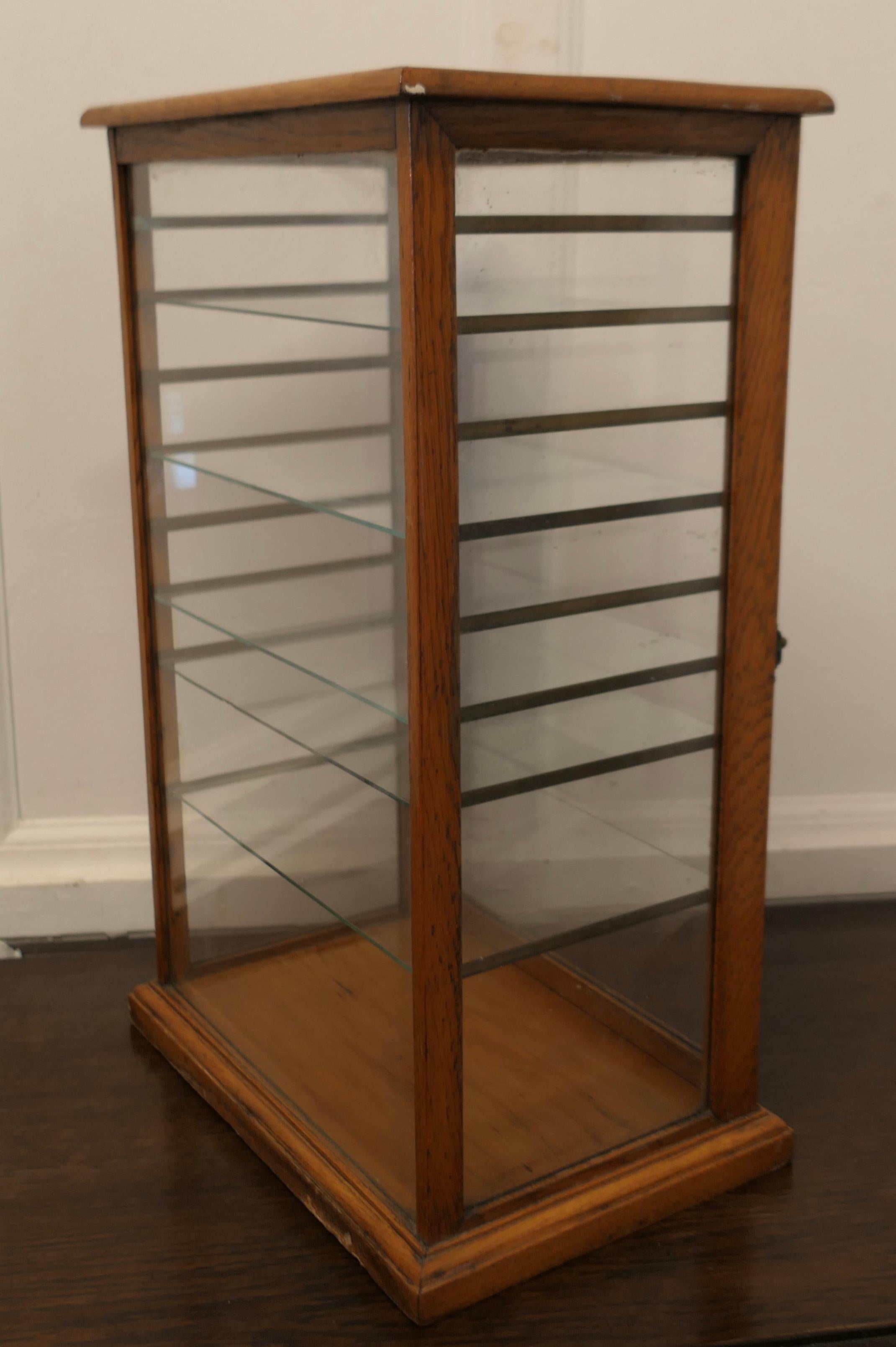 Oak Arts and Crafts Counter Top Shop Display Cabinet, Watches, Jewellery     For Sale