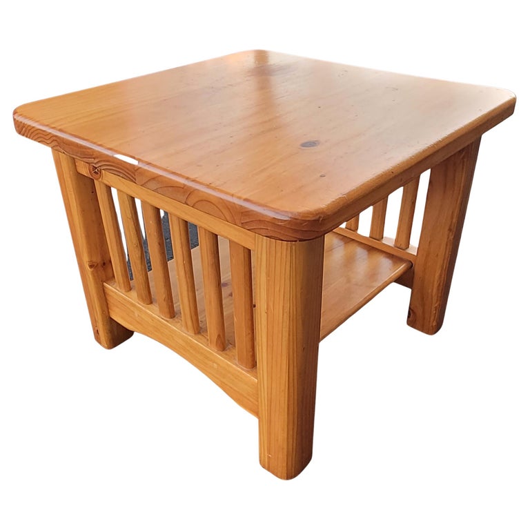 Arts and Crafts Country Style Solid Pine Side Table For Sale at 1stDibs