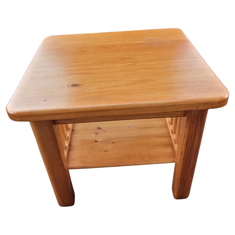 Arts and Crafts Country Style Solid Pine Side Table For Sale at 1stDibs